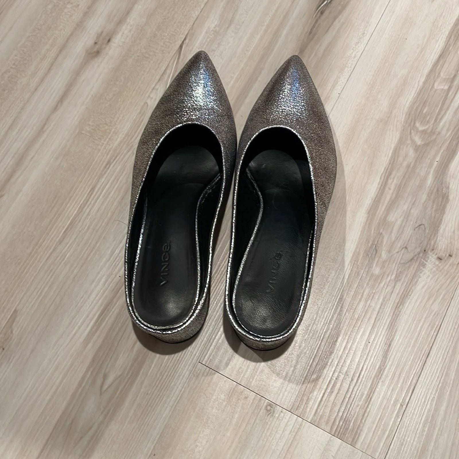 Vince VINCE Ralston Pointy Toe Mule In Silver Metallic leather 6M Size US 6 / IT 36 - 10 Thumbnail