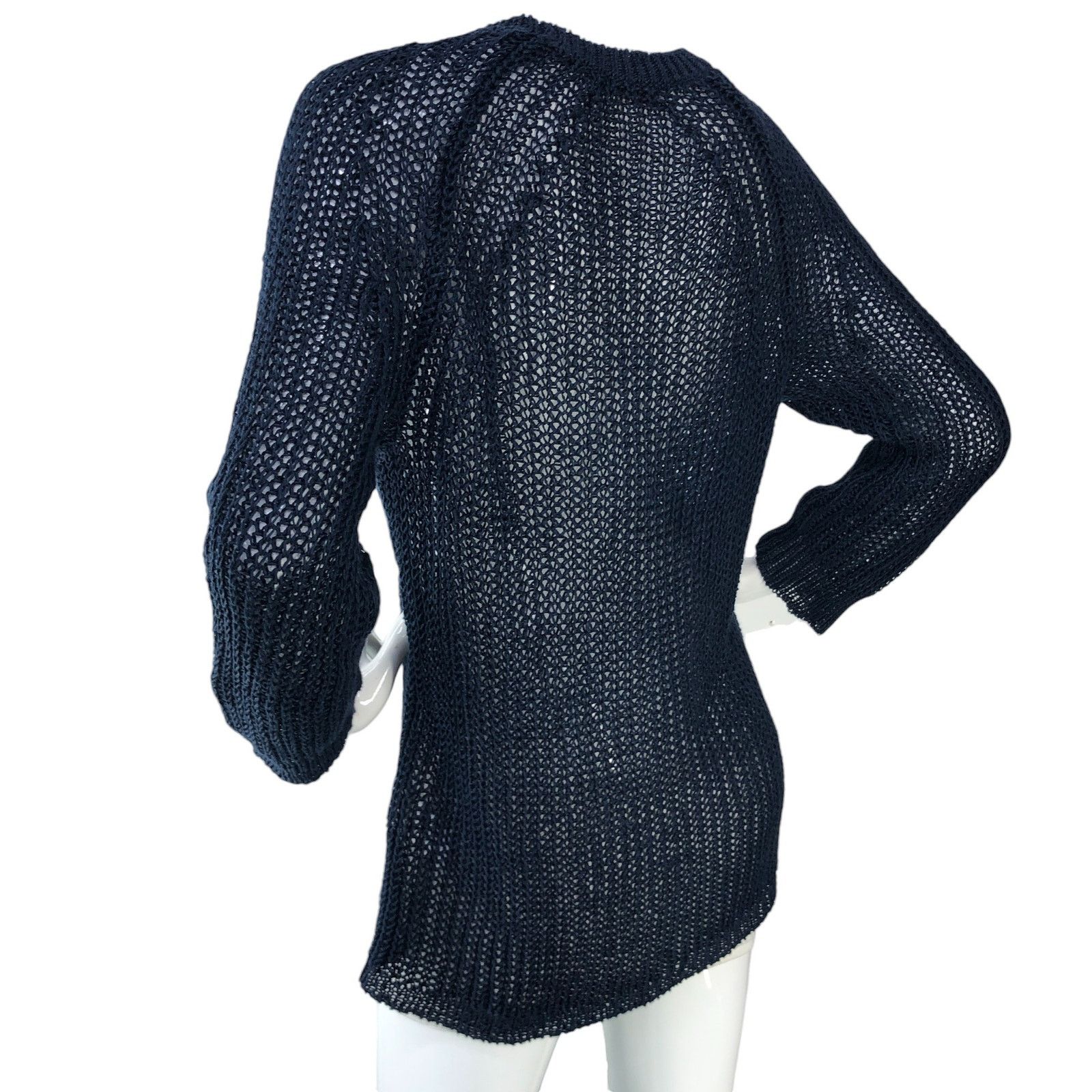 J.Crew J Crew Size S Sweater Relaxed Fit Linen Beach Open Knit Navy Size S / US 4 / IT 40 - 6 Thumbnail