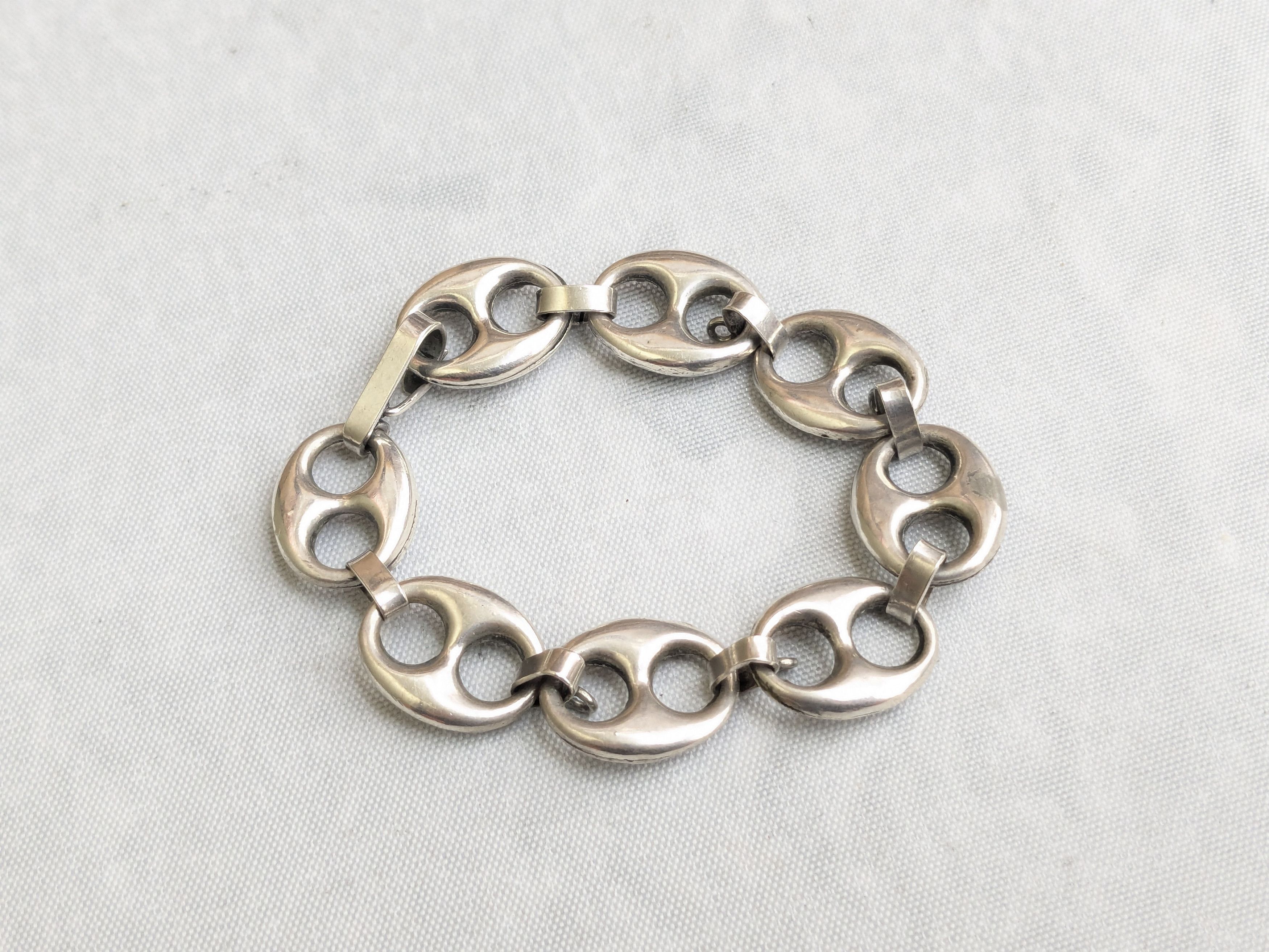 Jewelry .800 Silver Bracelet Anchor Mariner Puffy Hollow 7.25" Size ONE SIZE - 9 Thumbnail