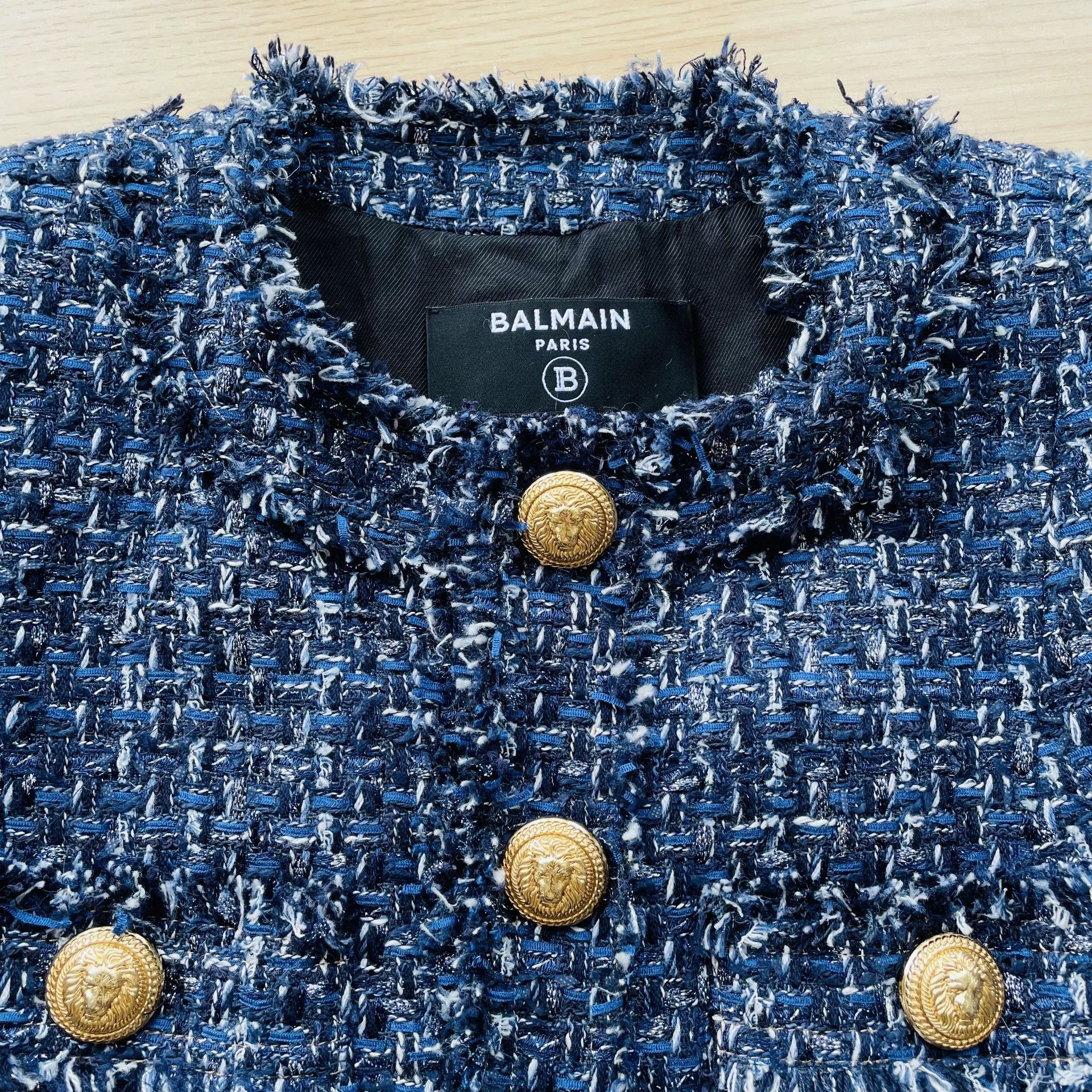 Balmain BALMAIN tweed single-breasted fringe jacket wmn's blue 34 Size XXS / US 00 / IT 34 - 3 Thumbnail