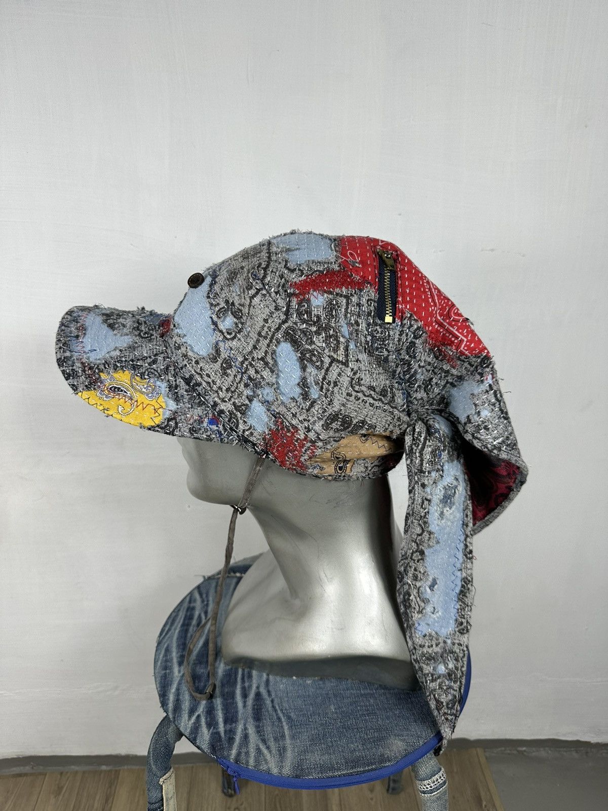 Handmade Custom Made Distressed Paisley patchwork 2 way Mask/hats Size ONE SIZE - 12 Thumbnail