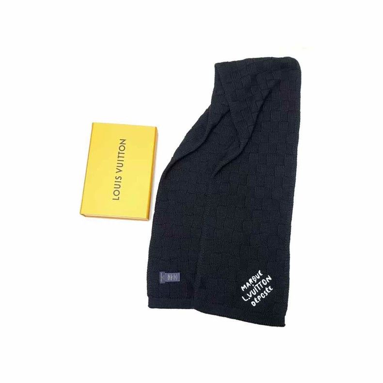Louis Vuitton Louis Vuitton Wool Knit Checker Embroidered Slogan Scarf 25 Size ONE SIZE - 1 Thumbnail