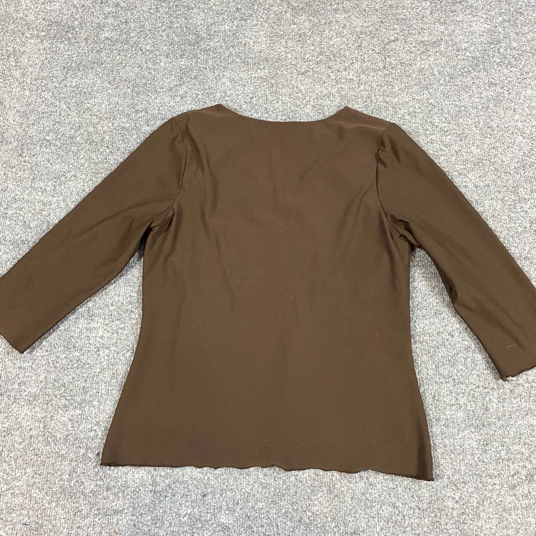 Spanx Spanx Womens Blouse M Brown Solid V-Neck 3/4 Sleeve Knit Pullover Top Regular Size Type Girls Womens (adjusted): Size M / US 6-8 / IT 42-44 - 7 Thumbnail
