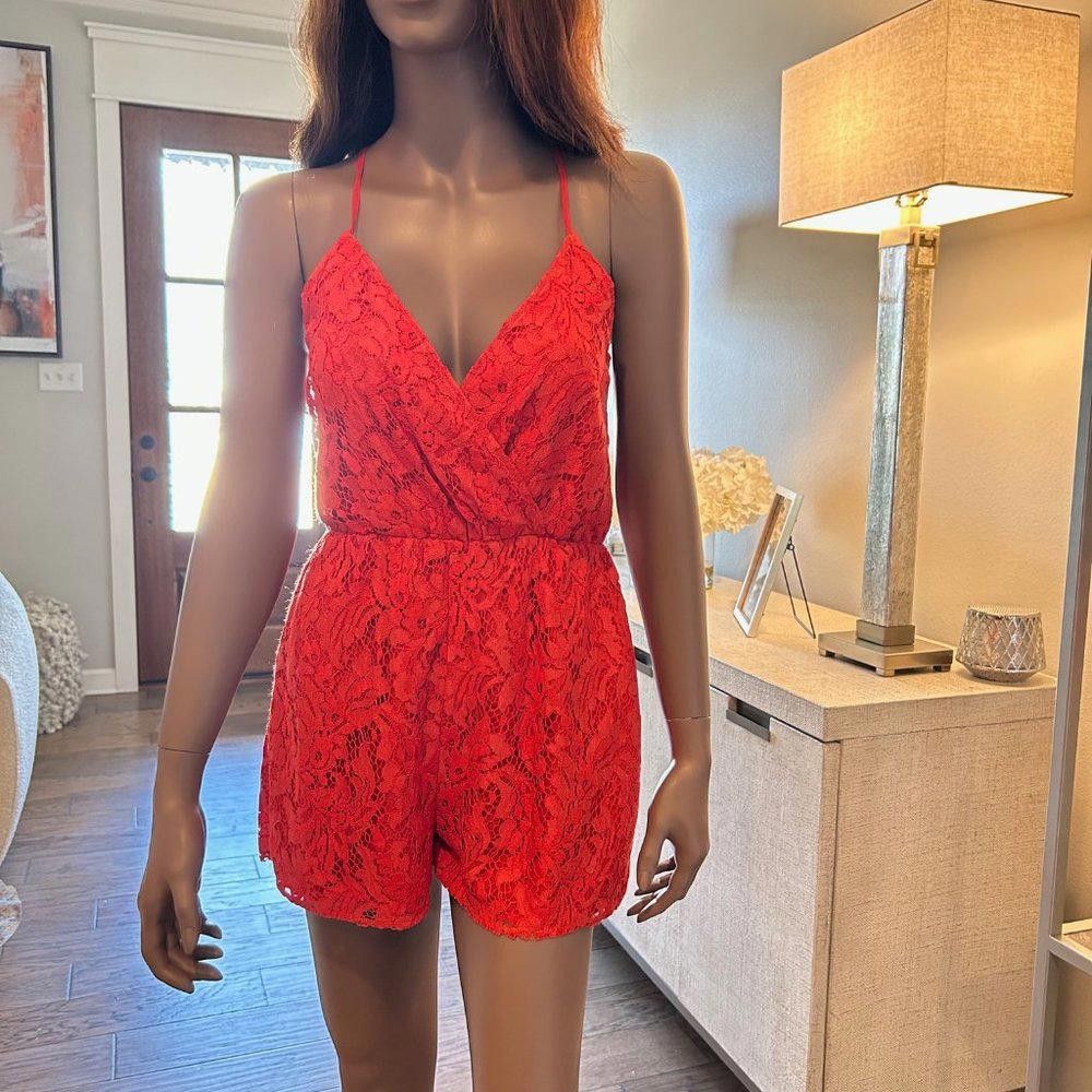 Designer Lovers + Friends Gretta Romper Deep Coral Size 26" / US 2 / IT 38 - 3 Thumbnail