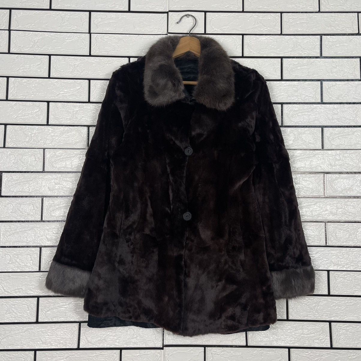 Japanese Brand Fur Nakamura Texture Colar Fur Jacket Size S / US 4 / IT 40 - 1 Thumbnail