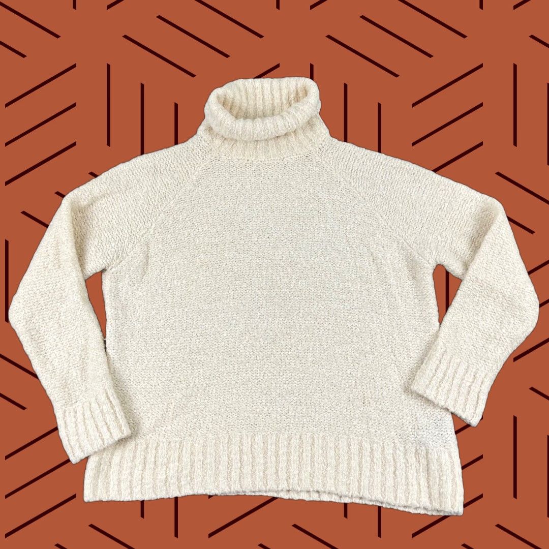 Club Monaco Club Monaco Sweater Women Large Ivory White Wool Blend Knit Turtle Neck Pullover Size L / US 10 / IT 46 - 1 Thumbnail