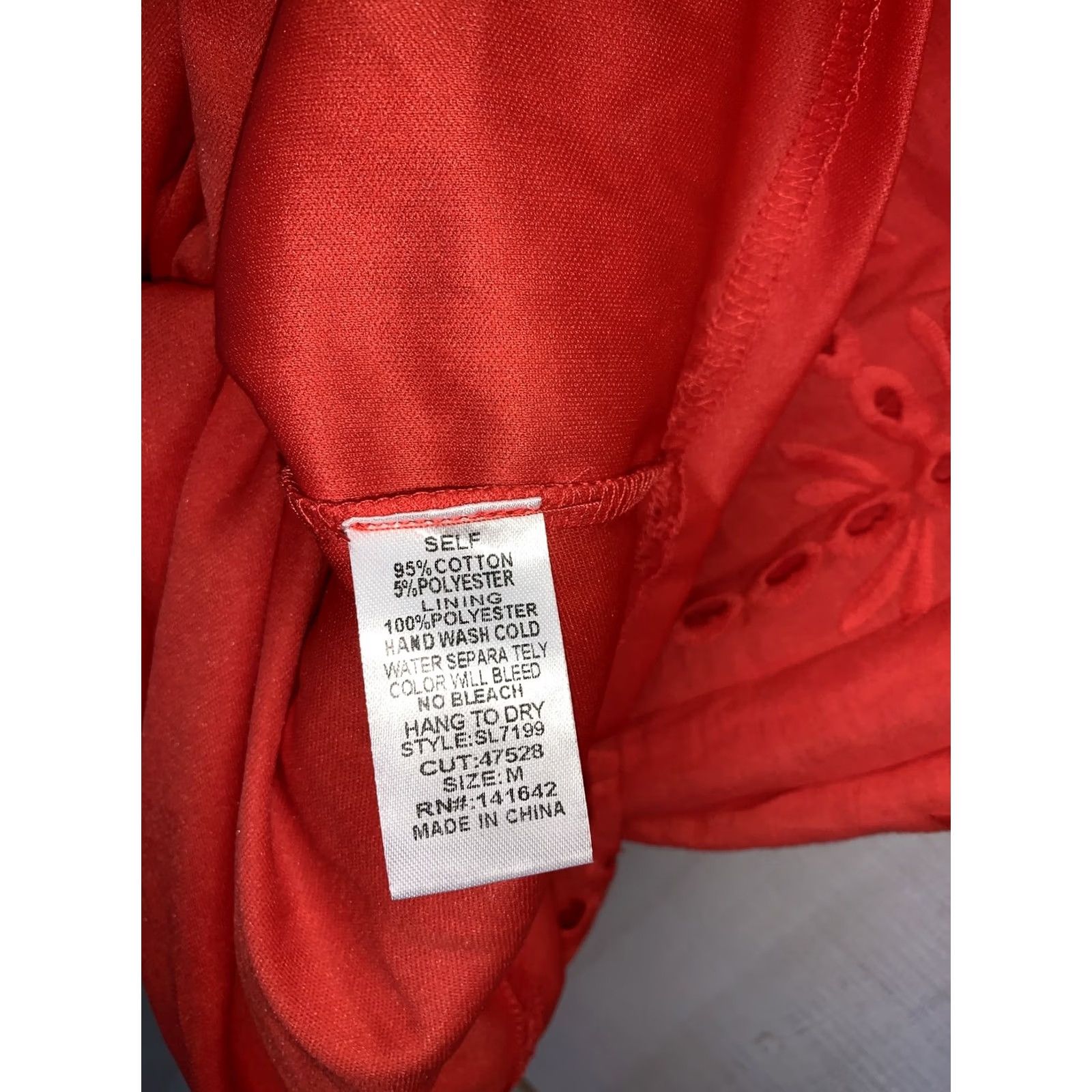Vintage She + Sky Dress Women RED Eyelet Short Sleeve M NWT-4479 Size 32" / US 10 / IT 46 - 7 Thumbnail