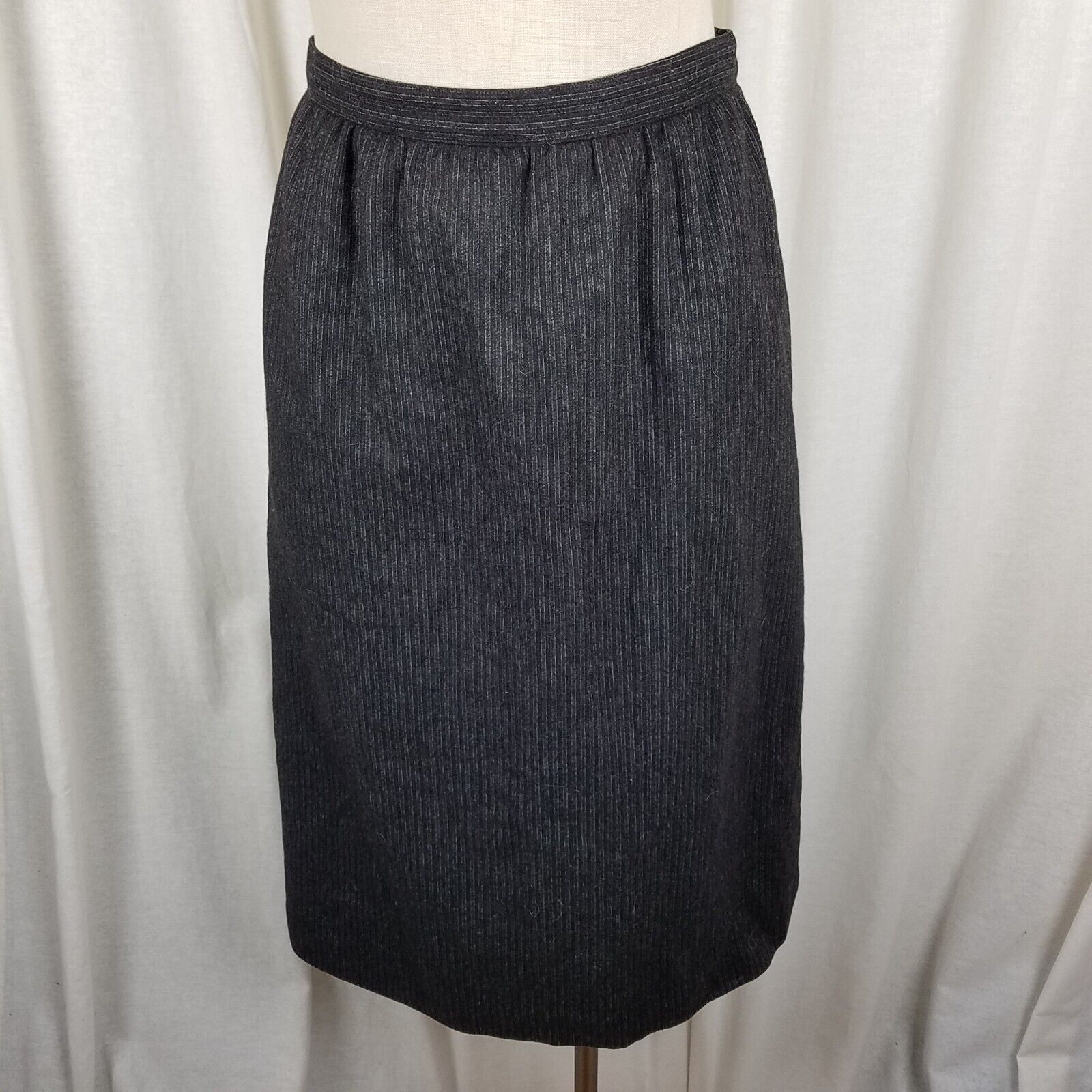 Vintage Vtg Sasson Pinstripe Wool Pencil Skirt Blazer Jacket Suit 10 Size L / US 10 / IT 46 - 5 Thumbnail
