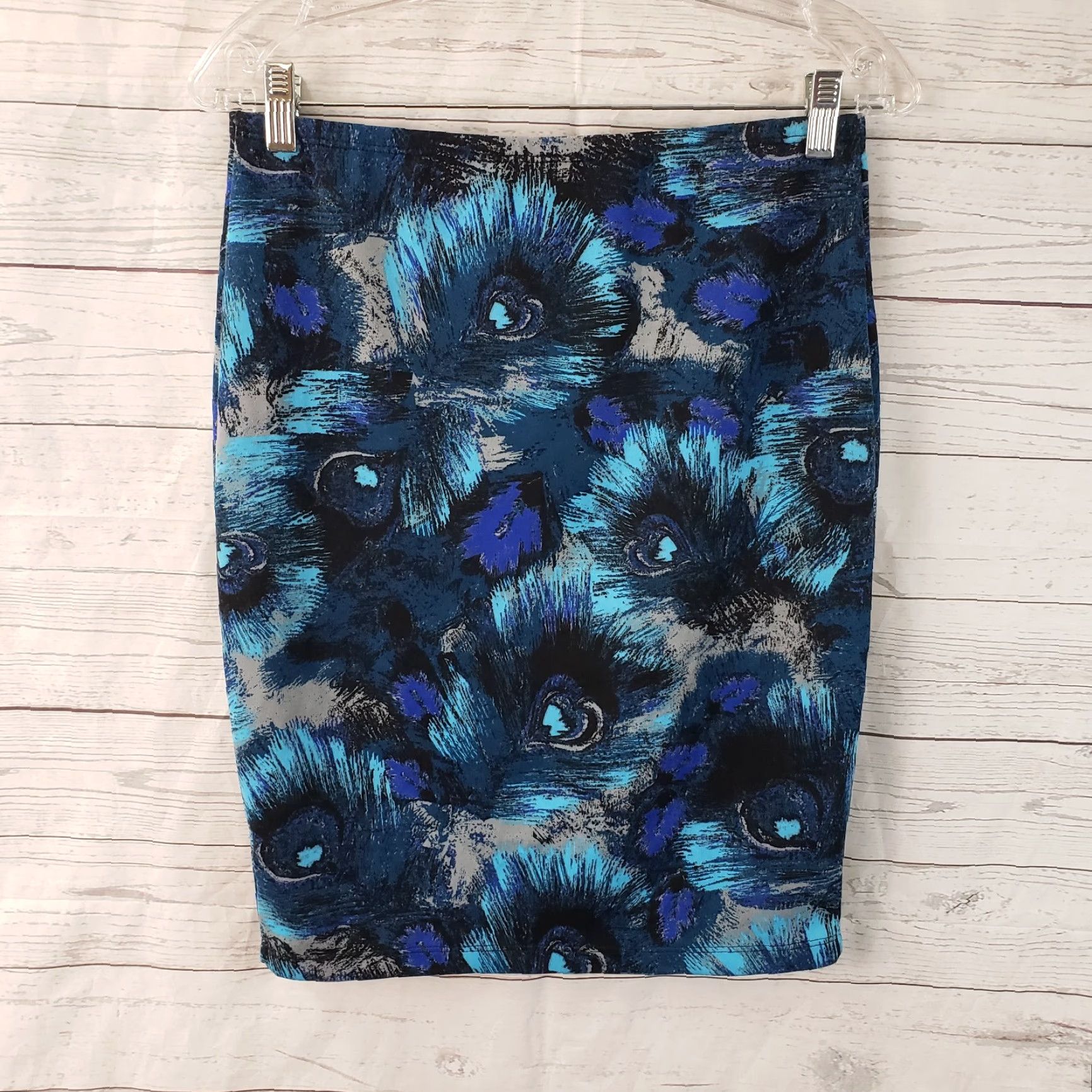 Vintage VINTAGE Y Yigal X Design Lab Womens Skirt Sz 6 Blue Black Zip Front Cotton Blend Short Pencil 14" Waist 20.5" Length Womens Size 28" / US 6 / IT 42 - 2 Thumbnail