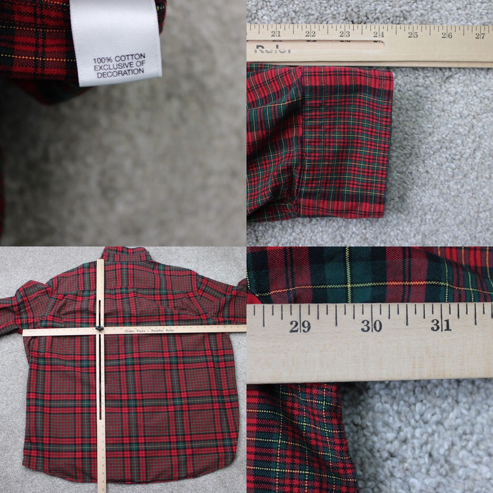 Cremieux Cremieux Classics Shirt Mens 3XB Red/Green Plaid 100% Cotton Long Sleeve Button-Up Big & Tall Mens Clothing Regular Fit Vintage: No Size US XXL / EU 58 / 5 - 8 Thumbnail