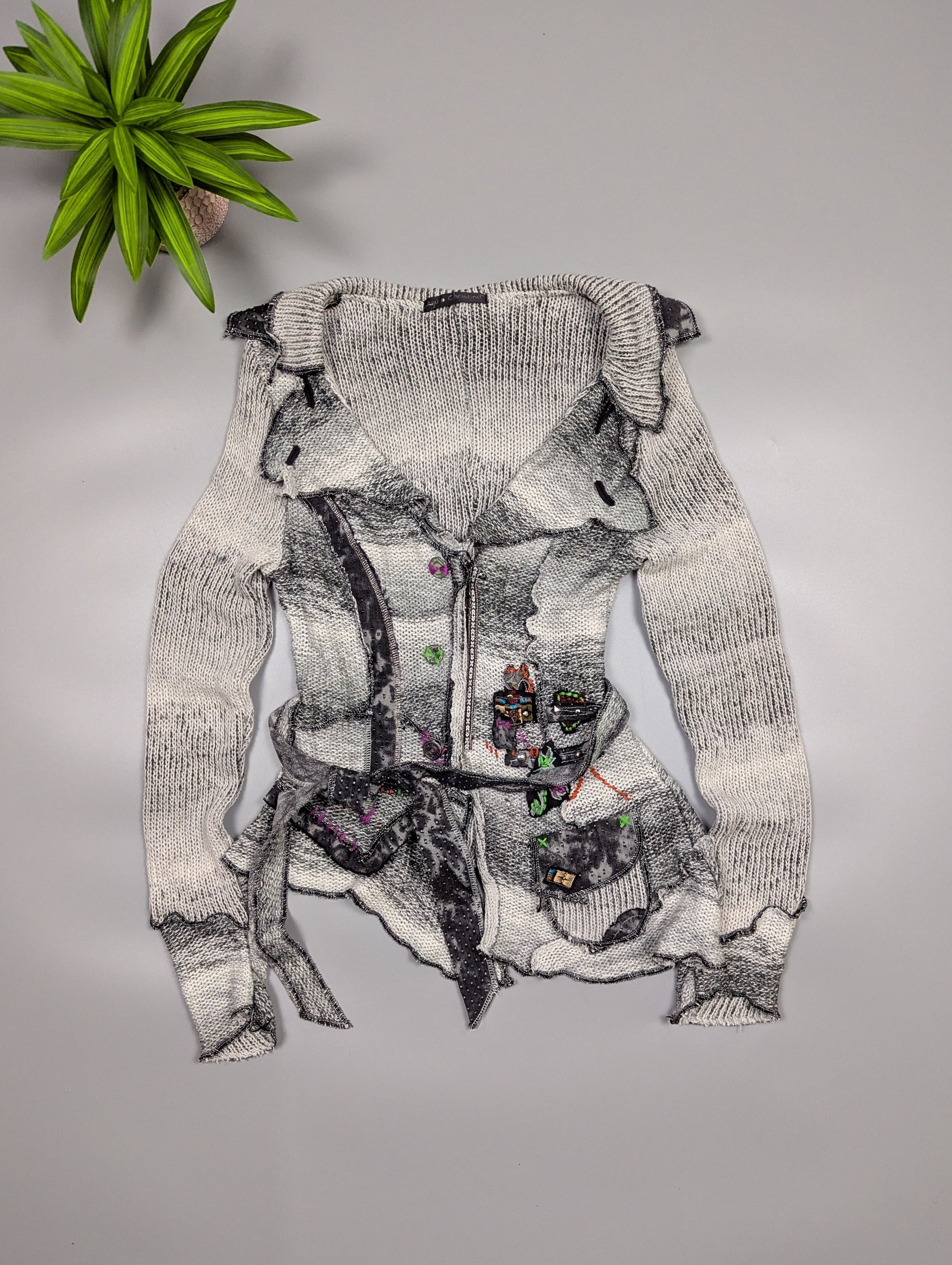Japanese Brand Rare Julu Christine Deconstructed Knit Cardigan Patchwork Size M / US 6-8 / IT 42-44 - 1 Thumbnail