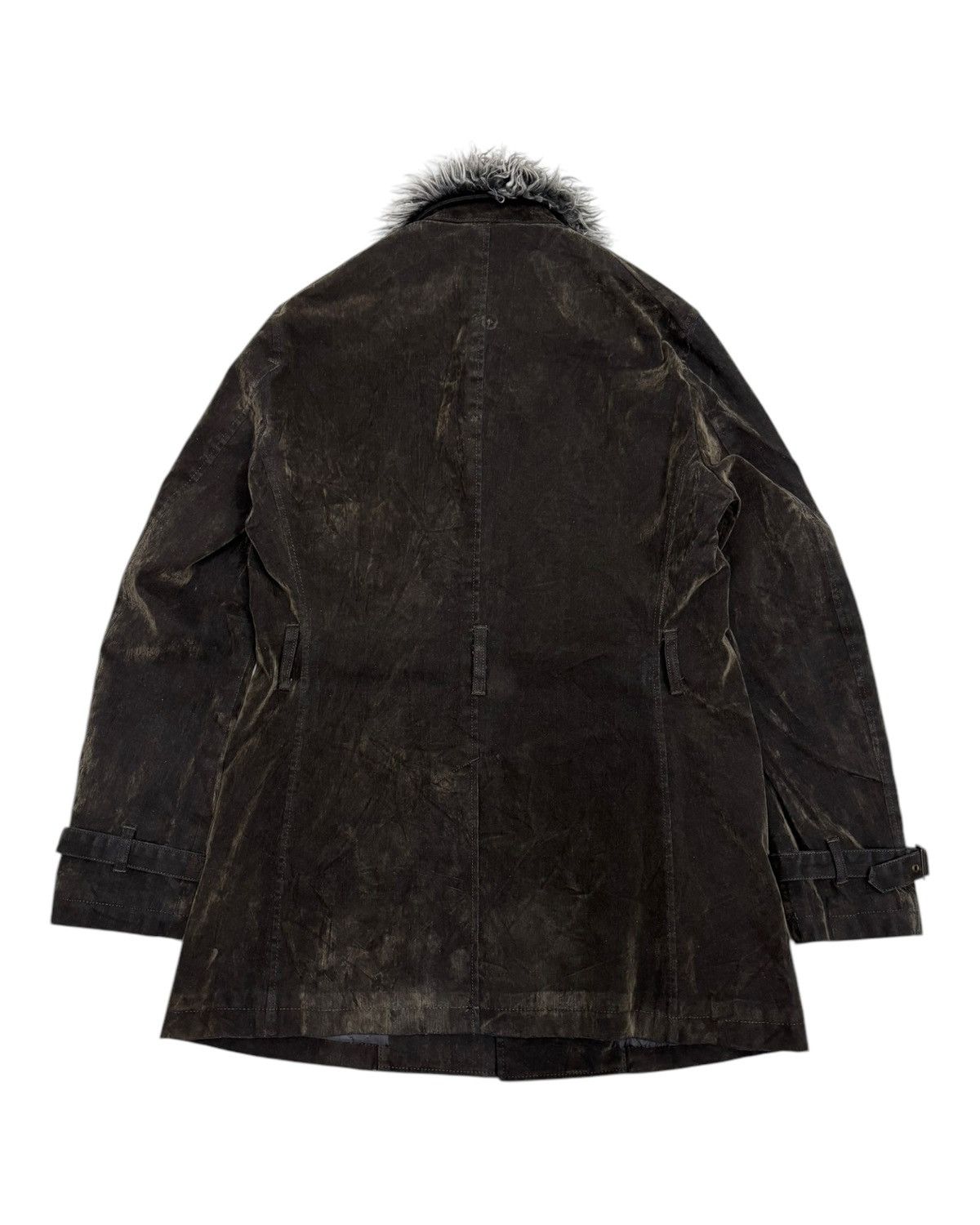 If Six Was Nine × Le Grande Bleu (L.G.B.) × Tornado Mart 🔥VINTAGE HAMNETT FAUX FUR COLLAR WAXED OVERCOAT JACKET Size US M / EU 48-50 / 2 - 5 Thumbnail