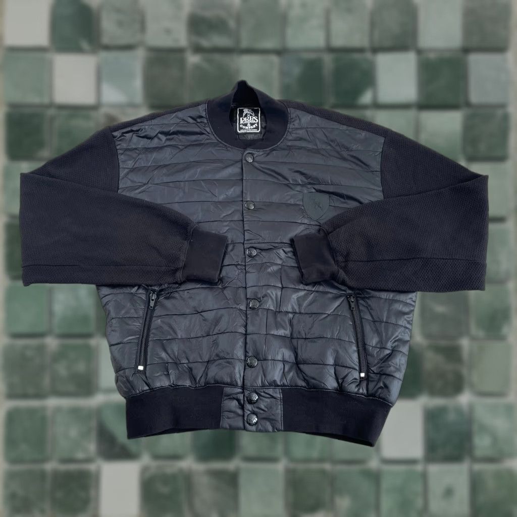 PRPS Bomber Jacket Men L Black Zip Pockets Band Collar Designer