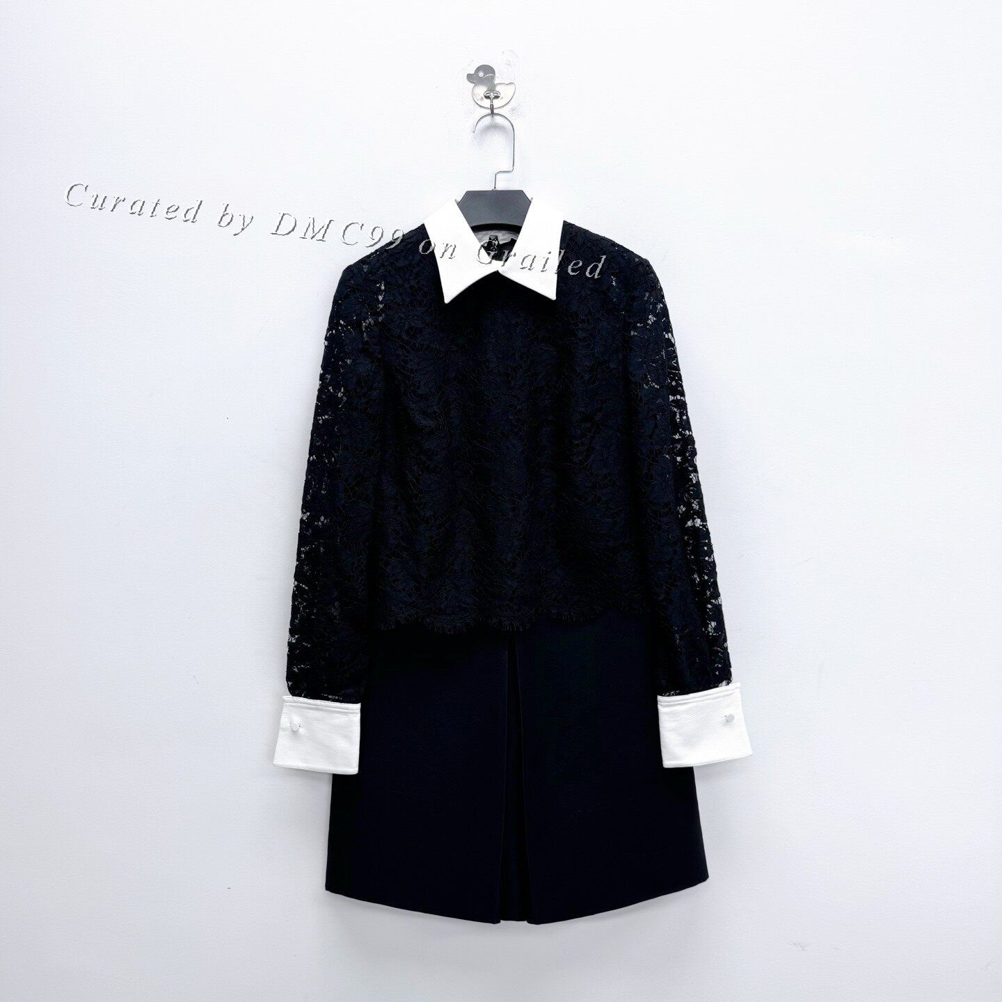 Valentino Valentino Black Lace Silk Wool Split Dress Size XS / US 0-2 / IT 36-38 - 1 Thumbnail