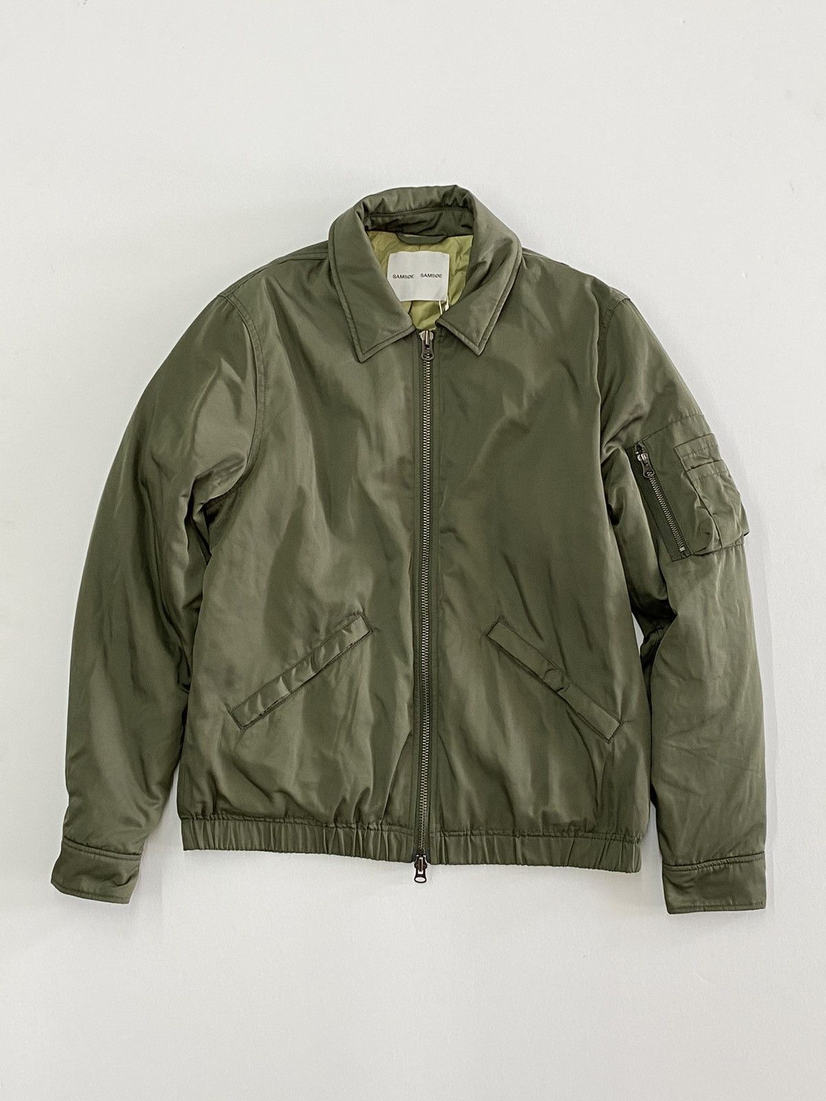 image of Samsoe Samsoe Bomber Jacket in Olive, Men's (Size Medium)