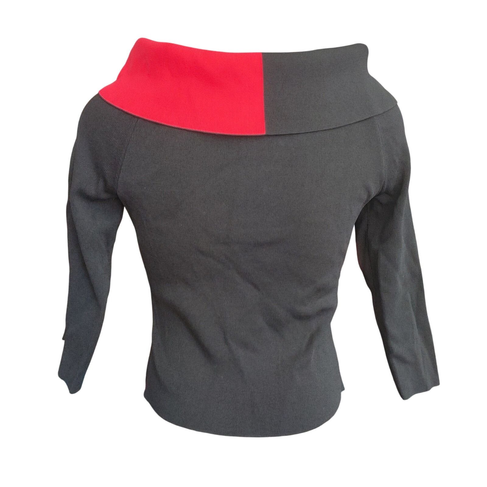 Other Lynn by Cyrus Women's S Black/Red Mock Boat Neck Top Size S / US 4 / IT 40 - 2 Thumbnail