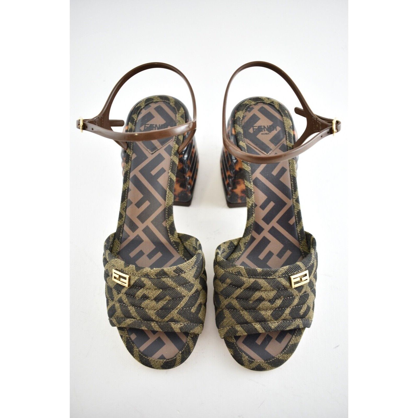 Fendi FF Motif Logo Ankle Strap Sandal Peep Toe Block Heel Pump 36 Size US 6 / IT 36 - 5 Thumbnail