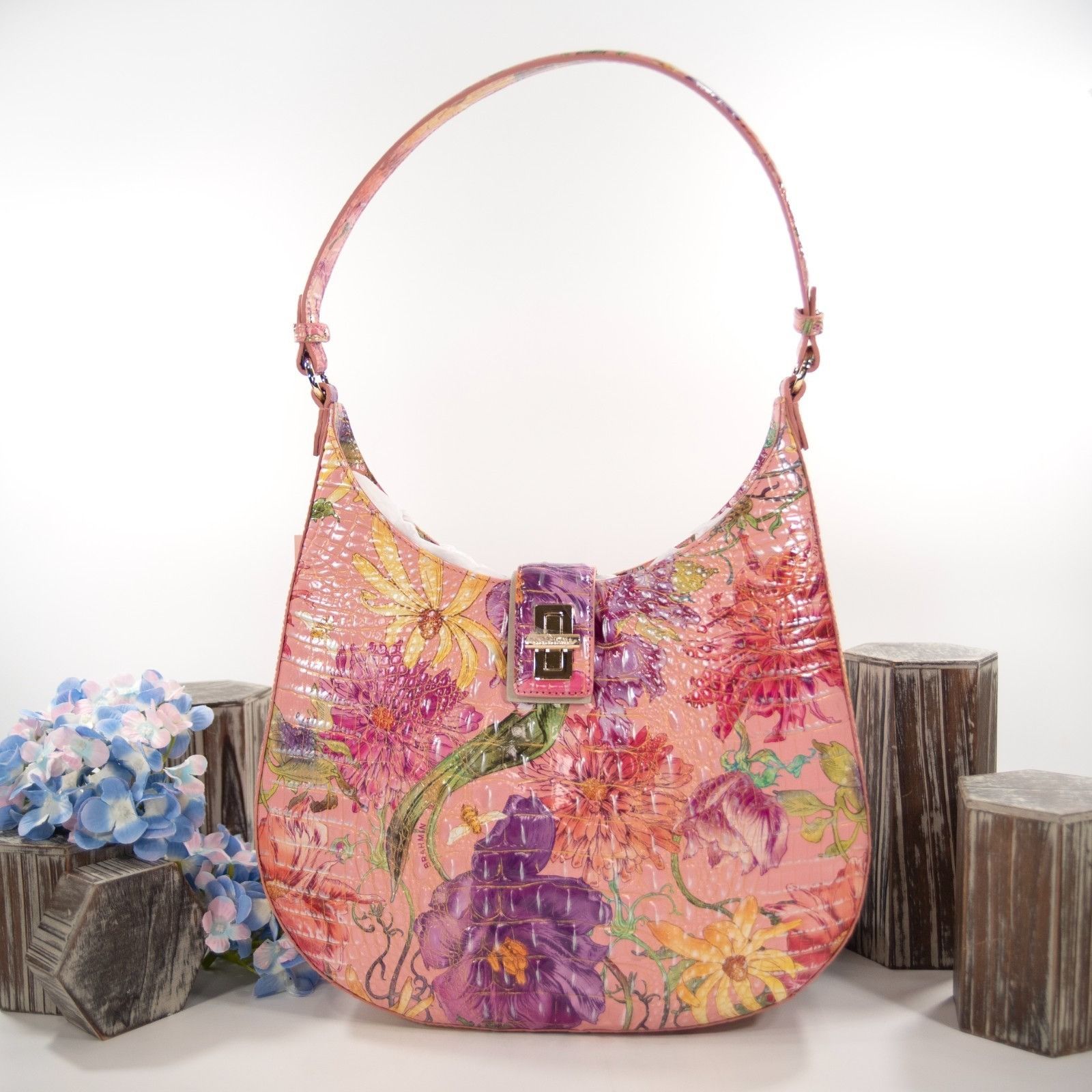 BRAHMIN Brahmin Fallon Perennial Melbourne DI Leather Floral Hobo Sh Size ONE SIZE - 1 Thumbnail