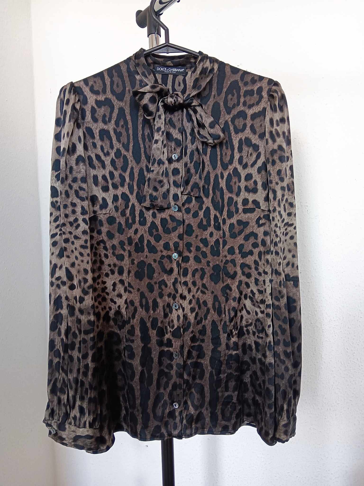 image of Dolce Gabbana Silk Shirt in Lampart, Women's (Size Large)