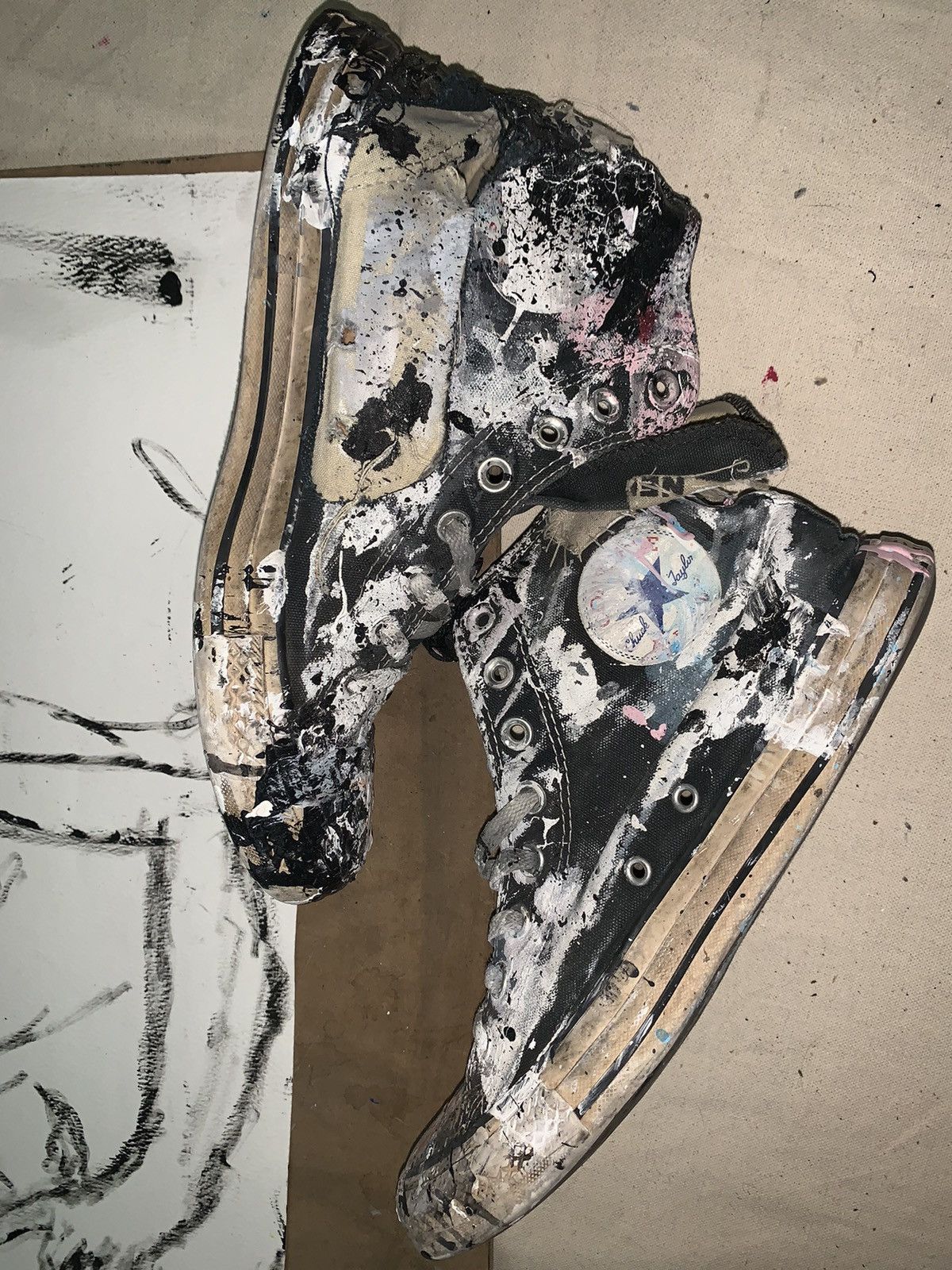 Converse vintage Cobain painting studio patchwork hightops