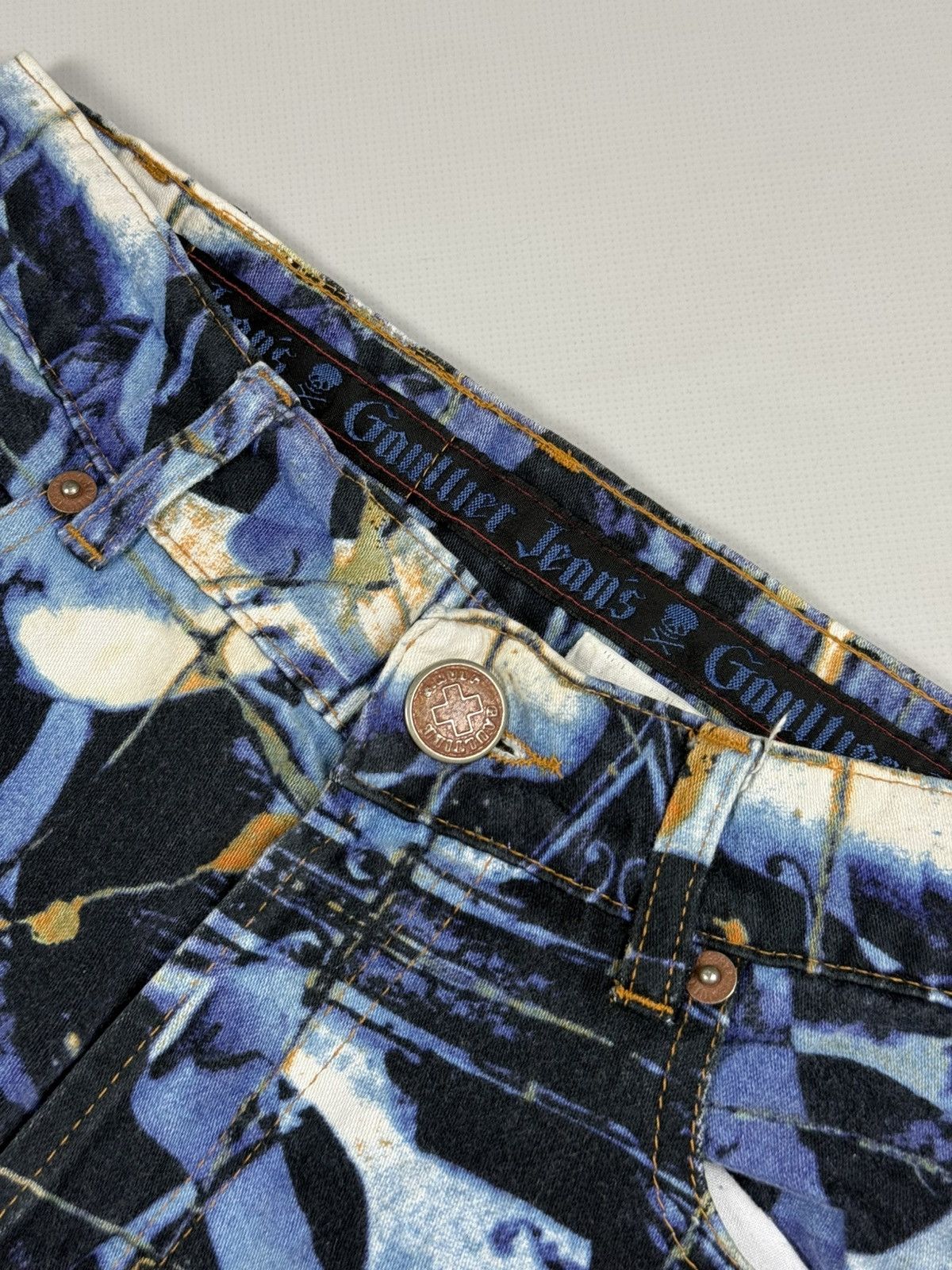 Jean Paul Gaultier 90s JPG Jean Paul Gaultier Stained Glass Printed Denim Jeans Size 25" / US 0 / IT 36 - 10 Thumbnail