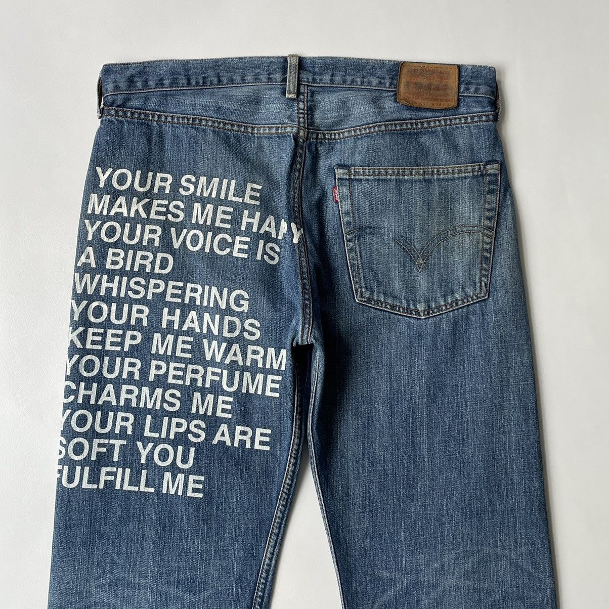 Comme des Garcons A/W 01 ‘Poem’ Print Denim Jeans Size US 34 / EU 50 - 14 Thumbnail