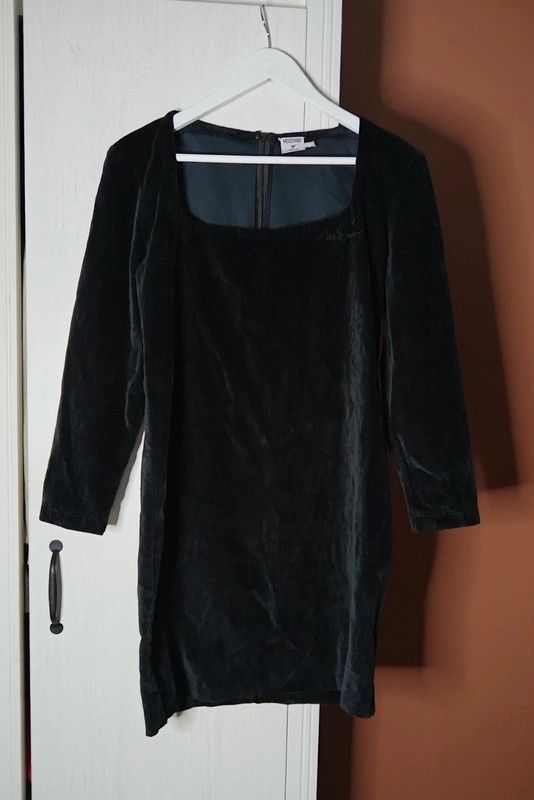 Designer × Moschino × Vintage Moschino Jeans 90s vintage velvet dress Size L / US 10 / IT 46 - 1 Thumbnail