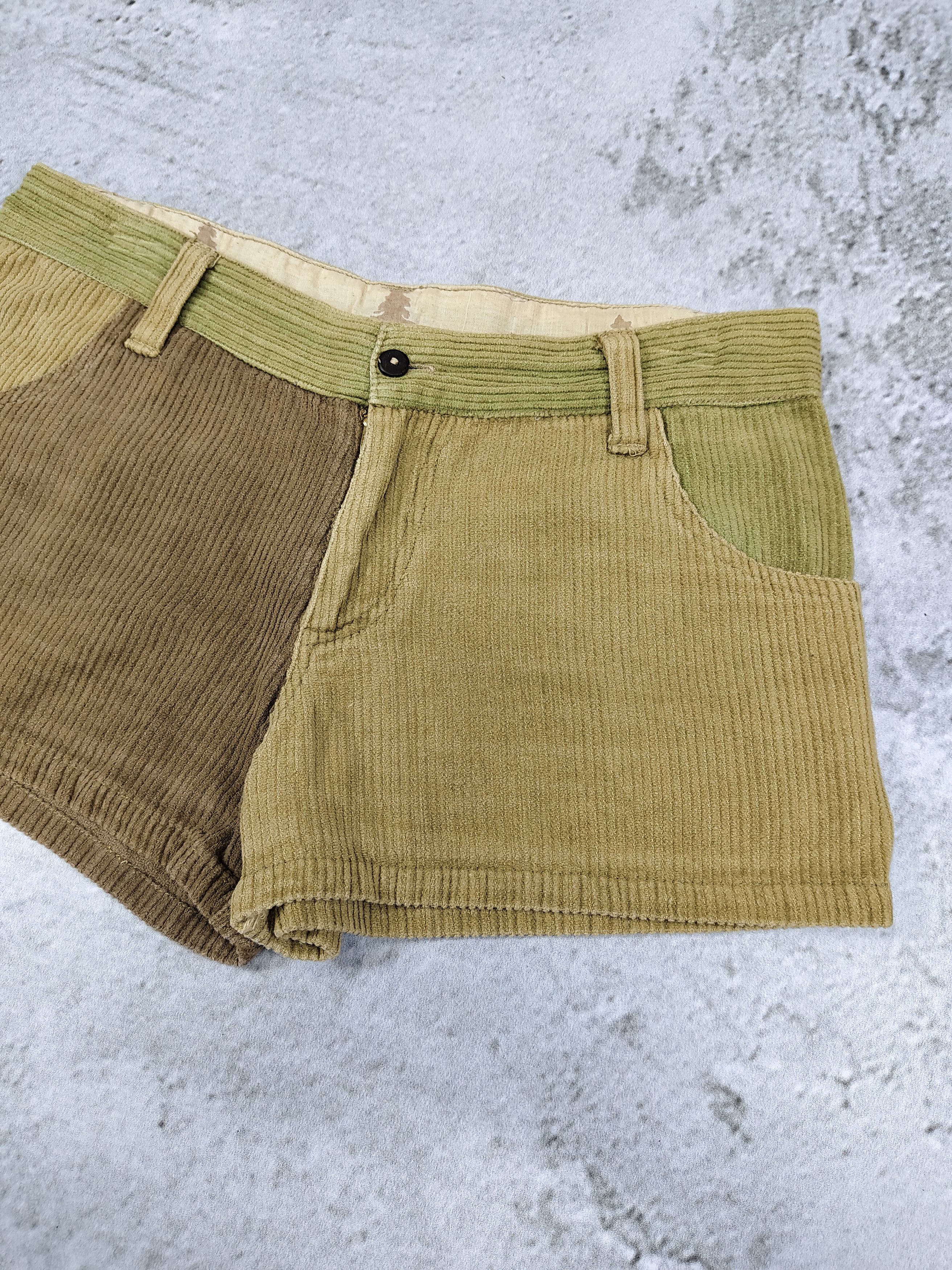 Japanese Brand Amina🇯🇵 Y2K Mori Girl Corduroy Patchwork Mini Shorts Size 30" / US 8 / IT 44 - 2 Thumbnail