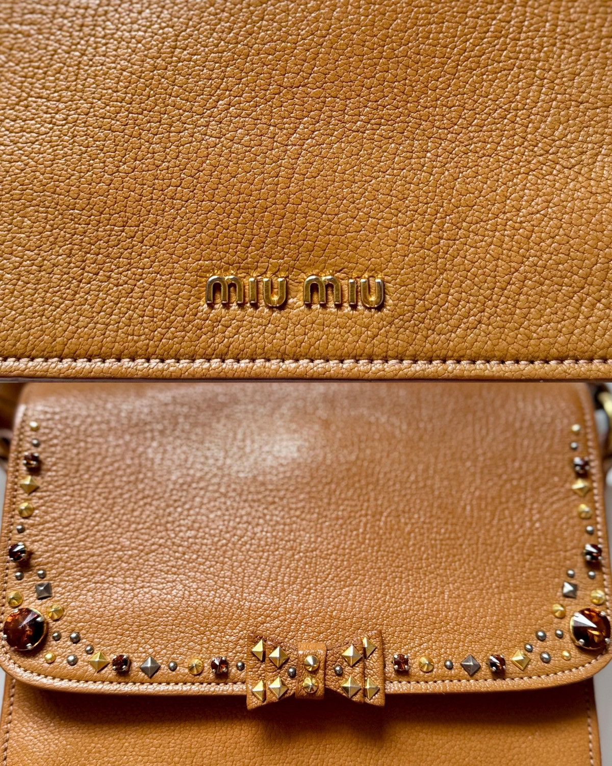 Miu Miu Authentic MIU MIU Madras Brown Crystals Crossbody Sling Bag Size ONE SIZE - 13 Thumbnail