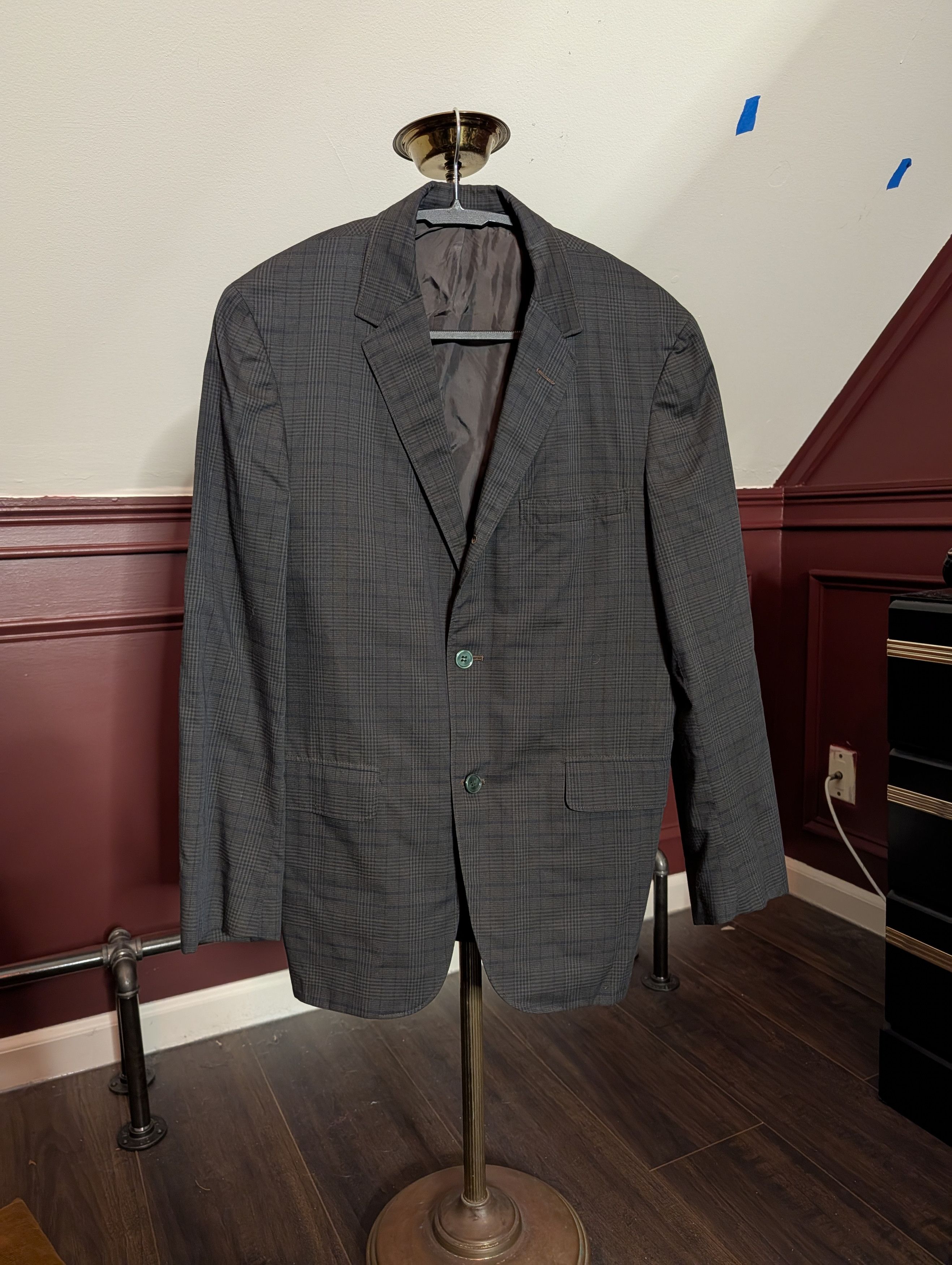Vintage MAVEST vtg gray/green plaid MiUSA cotton sport coat Size 38S - 1 Thumbnail