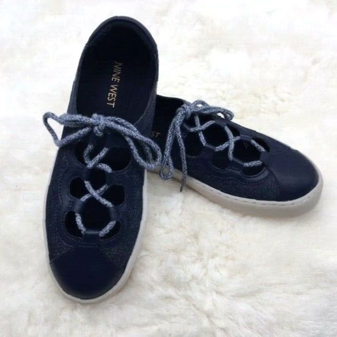Nine West VINTAGE Nine West Pylot NVY Blue Jean Fashion Sneaker Women's Shoes Size 5 M Shoes US 5 M Womens Blue Jeans Casual Athletic Sneakers Size 27" / US 4 / IT 40 - 2 Thumbnail