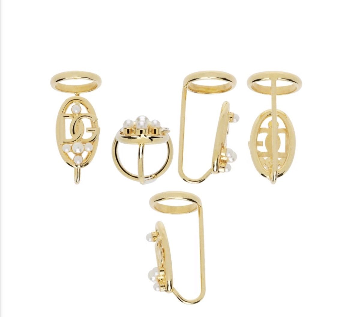 Dolce & Gabbana Authentic Dolce & Gabbana RARE Gold /Pearl DG Fingertip Ring Size ONE SIZE - 7 Thumbnail
