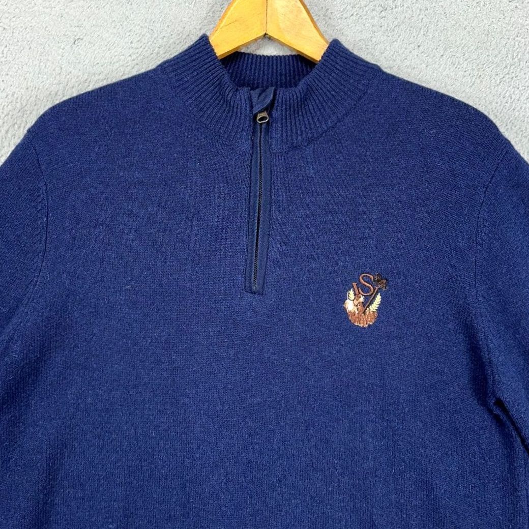 Vintage Beretta Pullover Sweater Mens Medium Blue Lambswool Nylon Blend Knit Elbow Patch Size US M / EU 48-50 / 2 - 2 Thumbnail
