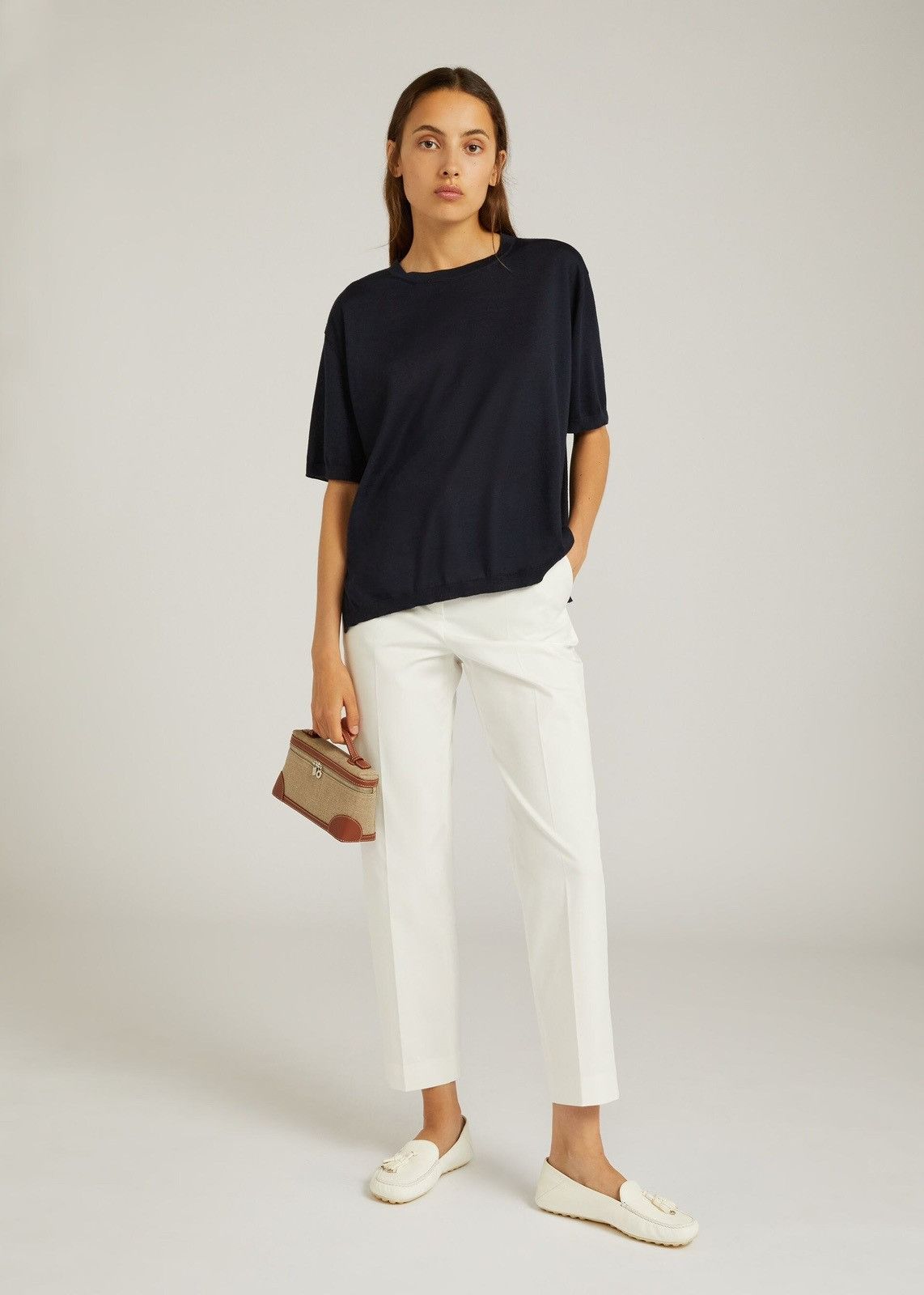Loro Piana o1srvl11e0825 FAM7851 Val Dorcia Crewneck T-Shirt Navy Blue Size XS / US 0-2 / IT 36-38 - 5 Thumbnail