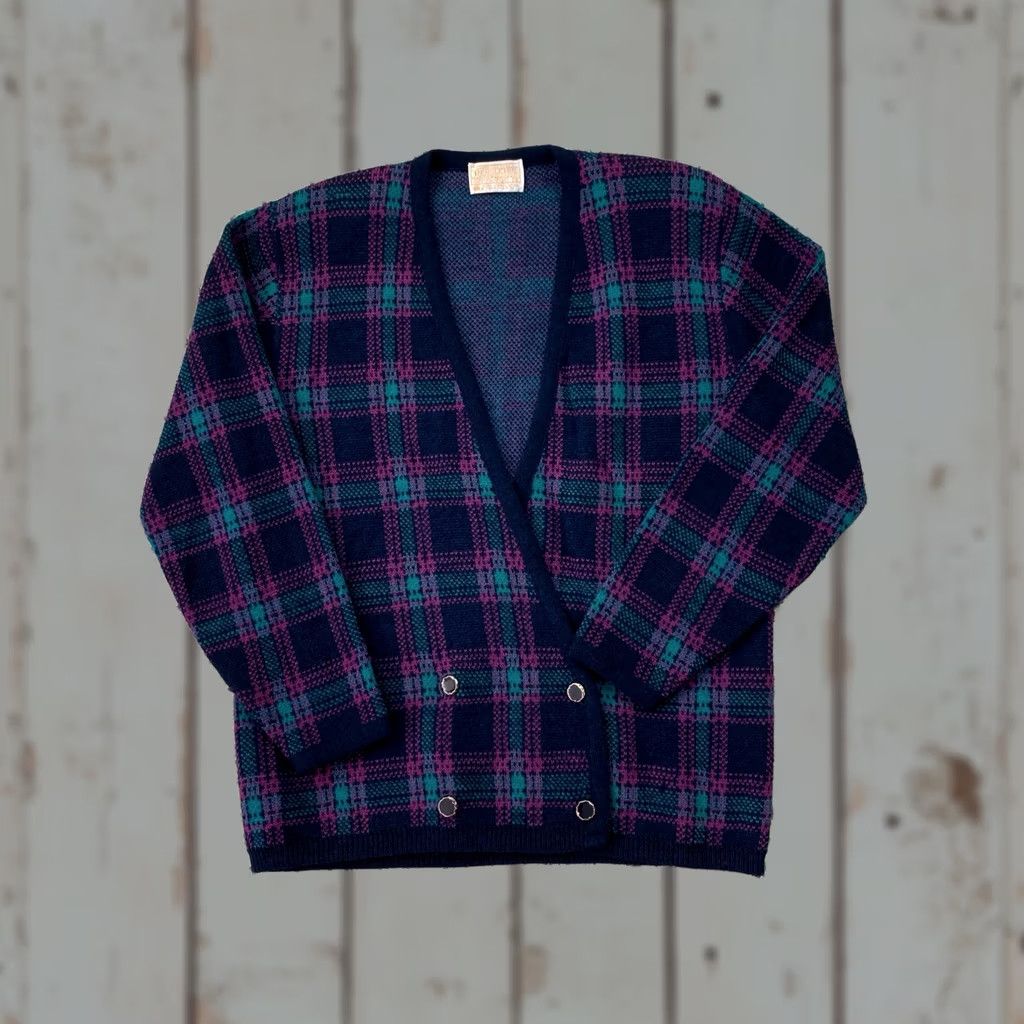Pendleton VINTAGE Pendleton Wool Cardigan Sweater Small Purple Plaid Christmas Women Size S / US 4 / IT 40 - 1 Thumbnail