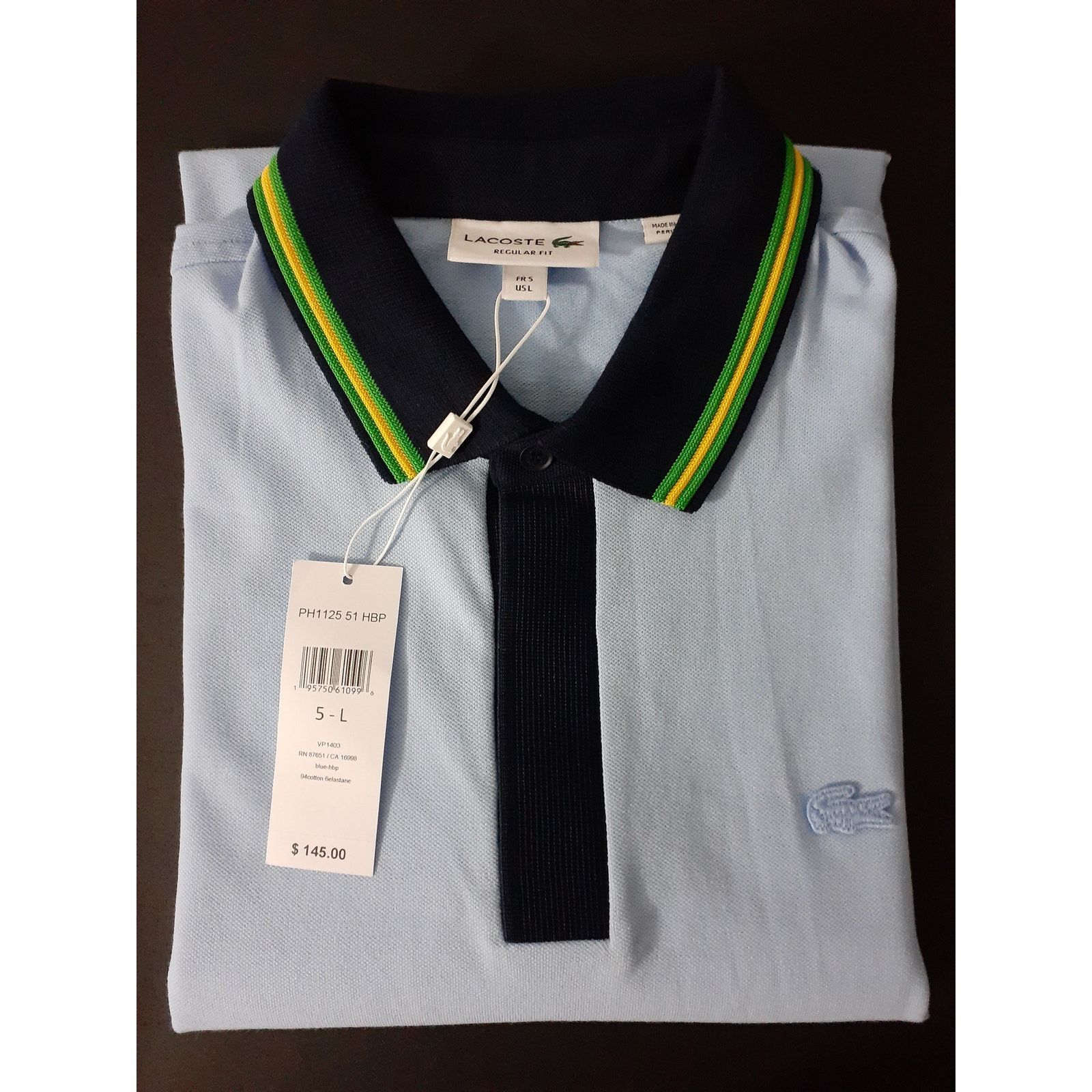 Lacoste Lacoste Men's Regular Fit Striped Neck Polo Shirt Panorama L Size US L / EU 52-54 / 3 - 2 Thumbnail