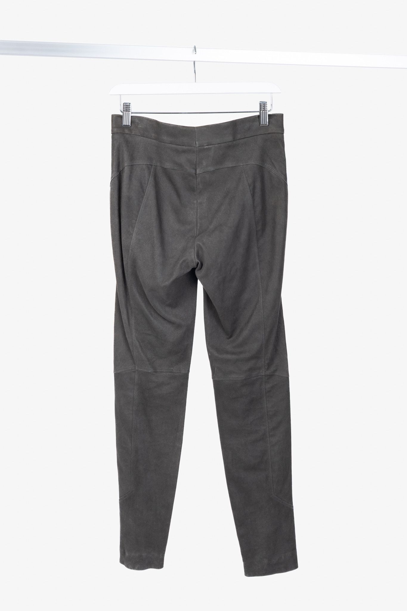 Brunello Cucinelli Brunello Cucinelli Grey Leather Panelled Skinny Pants Size 28" / US 6 / IT 42 - 2 Thumbnail