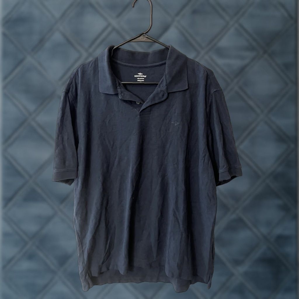 Dockers VINTAGE DOCKERS Polo Shirt Navy Blue Solid Men XL Size US XL / EU 56 / 4 - 1 Thumbnail