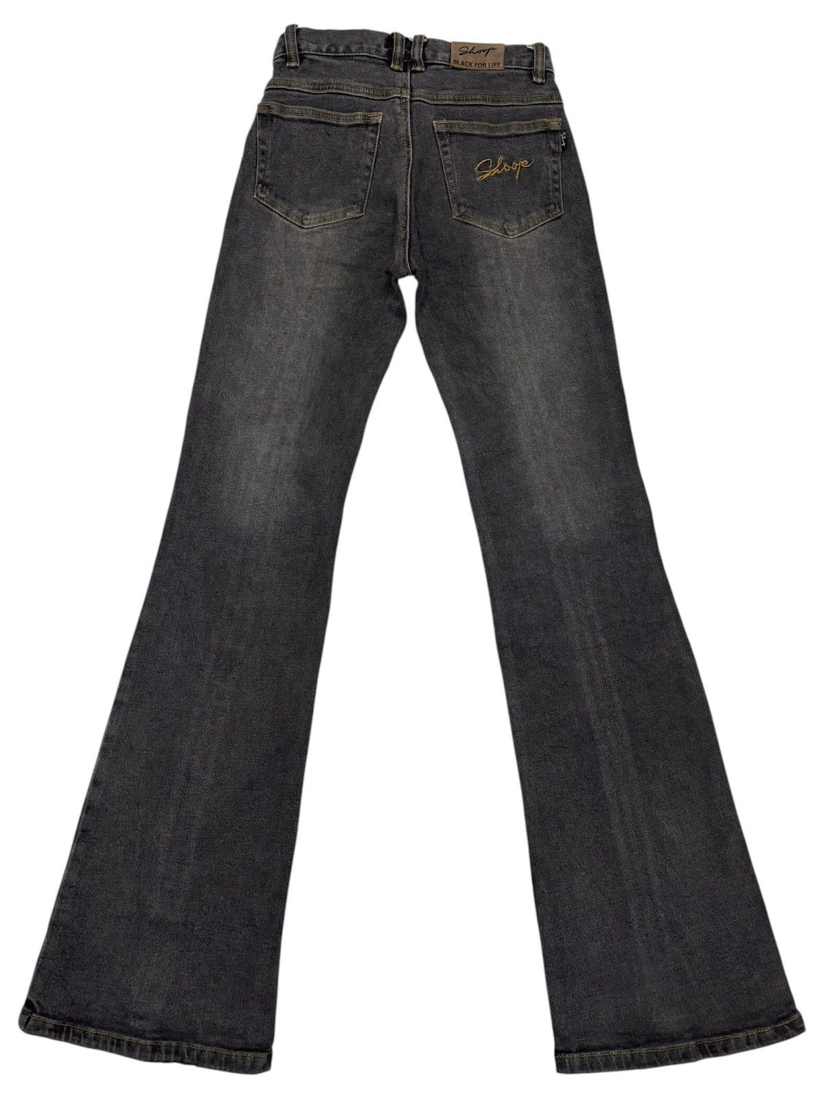 If Six Was Nine RARE FLARE JEAN BLACK ZIPPER DENIM SHOOP BLACK FOR LIFE JEAN Size 24" / US 00 / IT 34 - 10 Thumbnail