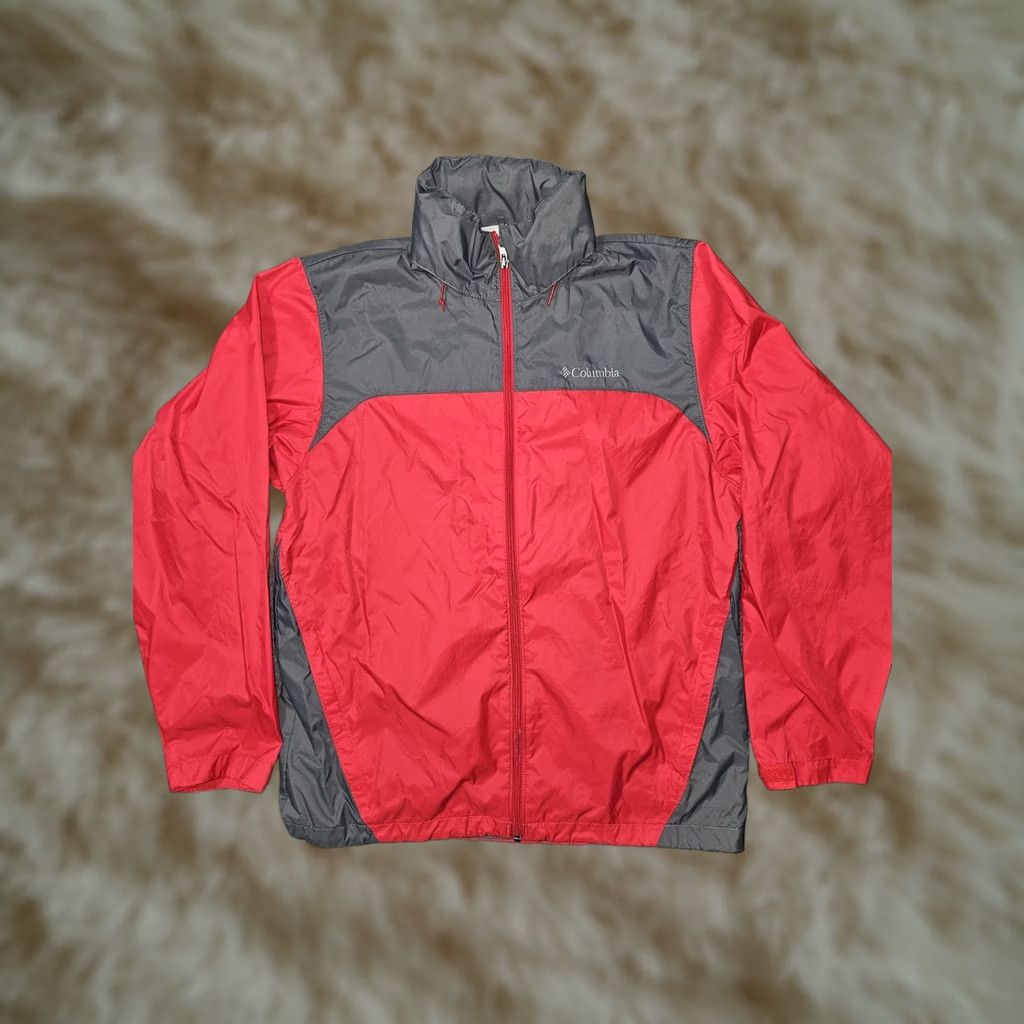 Vintage Columbia Jacket Mens Medium Red Gray Hooded Windbreaker Full Zip Outdoors Coat Size US M / EU 48-50 / 2 - 1 Thumbnail