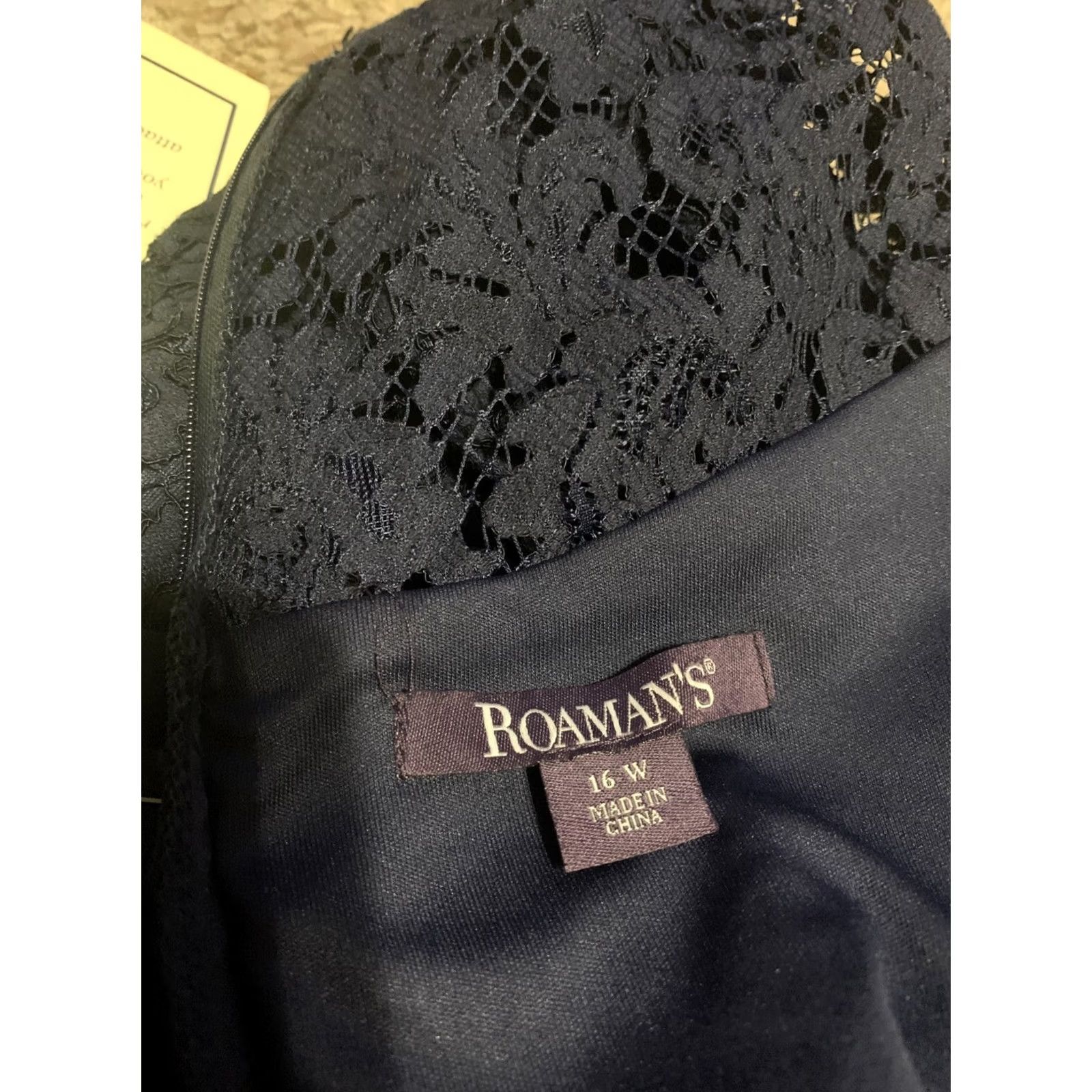Vintage Roaman’s Blue Lace 2 Piece Set Bottom 14 Top 16W Pant Suit 2005 Women’s Vintage Mature Bride Mother Of Bride N/A Size 36R - 4 Thumbnail