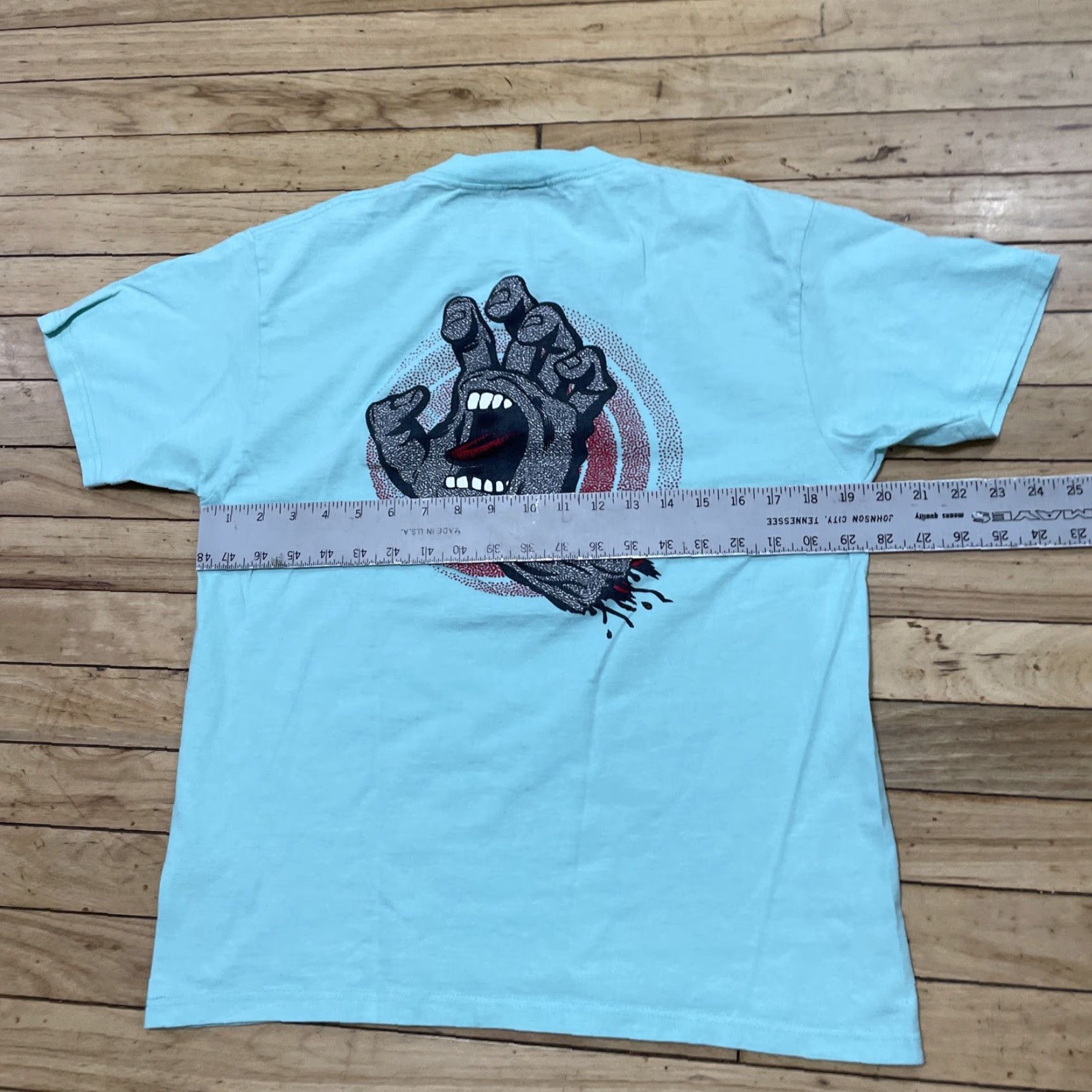 Vintage SANTA CRUZ SKATEBOARDS Shirt Men M Mint Teal HAND EYE Graphic Tee Size US M / EU 48-50 / 2 - 6 Thumbnail