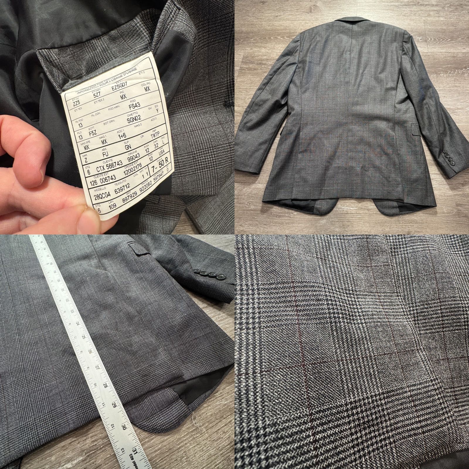 Ermenegildo Zegna Zegna Blazer Mens 41 Gray Plaid Wool Sport Coat Jacket Size 42R - 8 Thumbnail