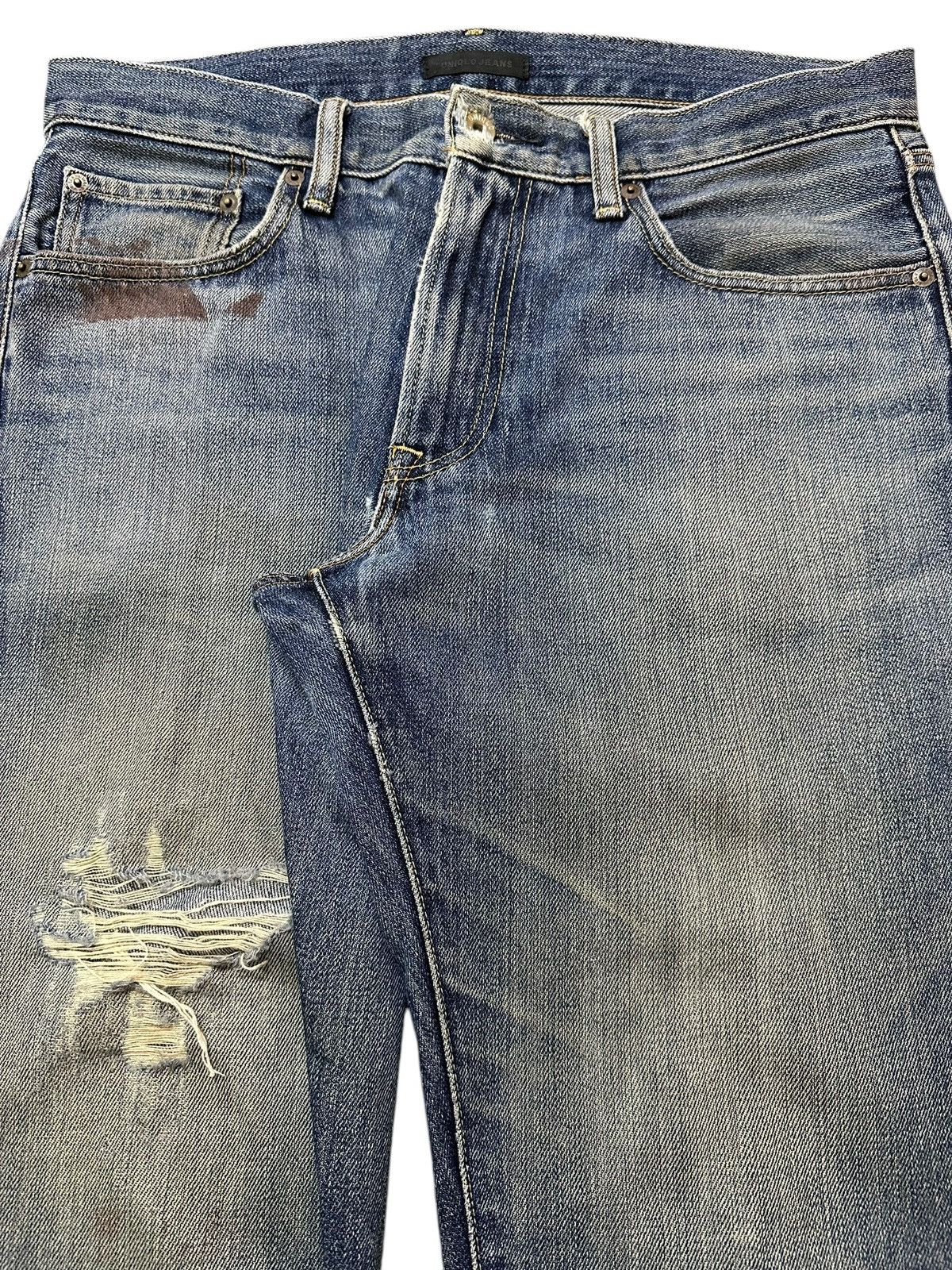 Uniqlo Vintage Japanese Uniqlo Faded Wash Distress Style Jeans Size US 34 / EU 50 - 4 Thumbnail