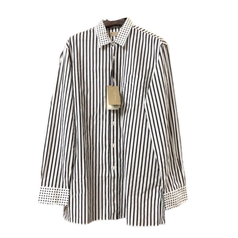 Burberry Burberry Classic Casual Black and White Striped Shirt 0079 Size US L / EU 52-54 / 3 - 1 Thumbnail