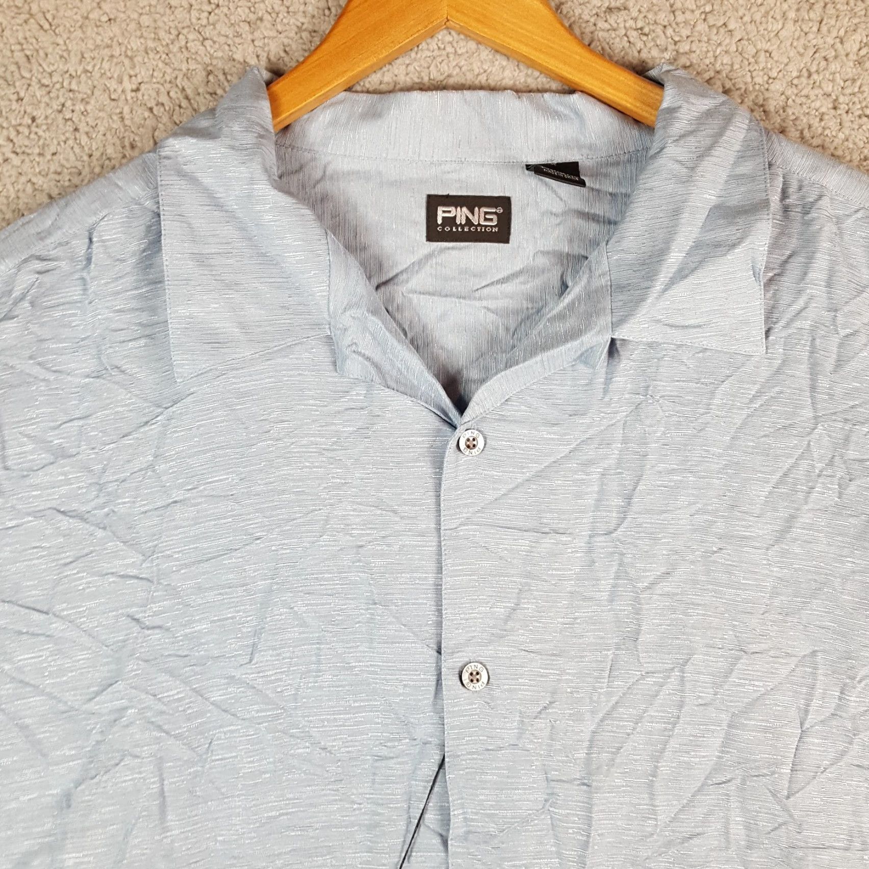 Vintage Ping Silk Breathable Preppy Polo Shirt Big & Tall 4X Blue Collar Button South casual Workwear 90s Vintage Mens Polo Size US XXL / EU 58 / 5 - 2 Thumbnail