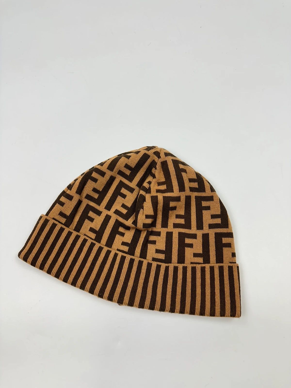 Fendi Fendi FF Monogram Brown Orange Wool Beanie Size ONE SIZE - 2 Thumbnail