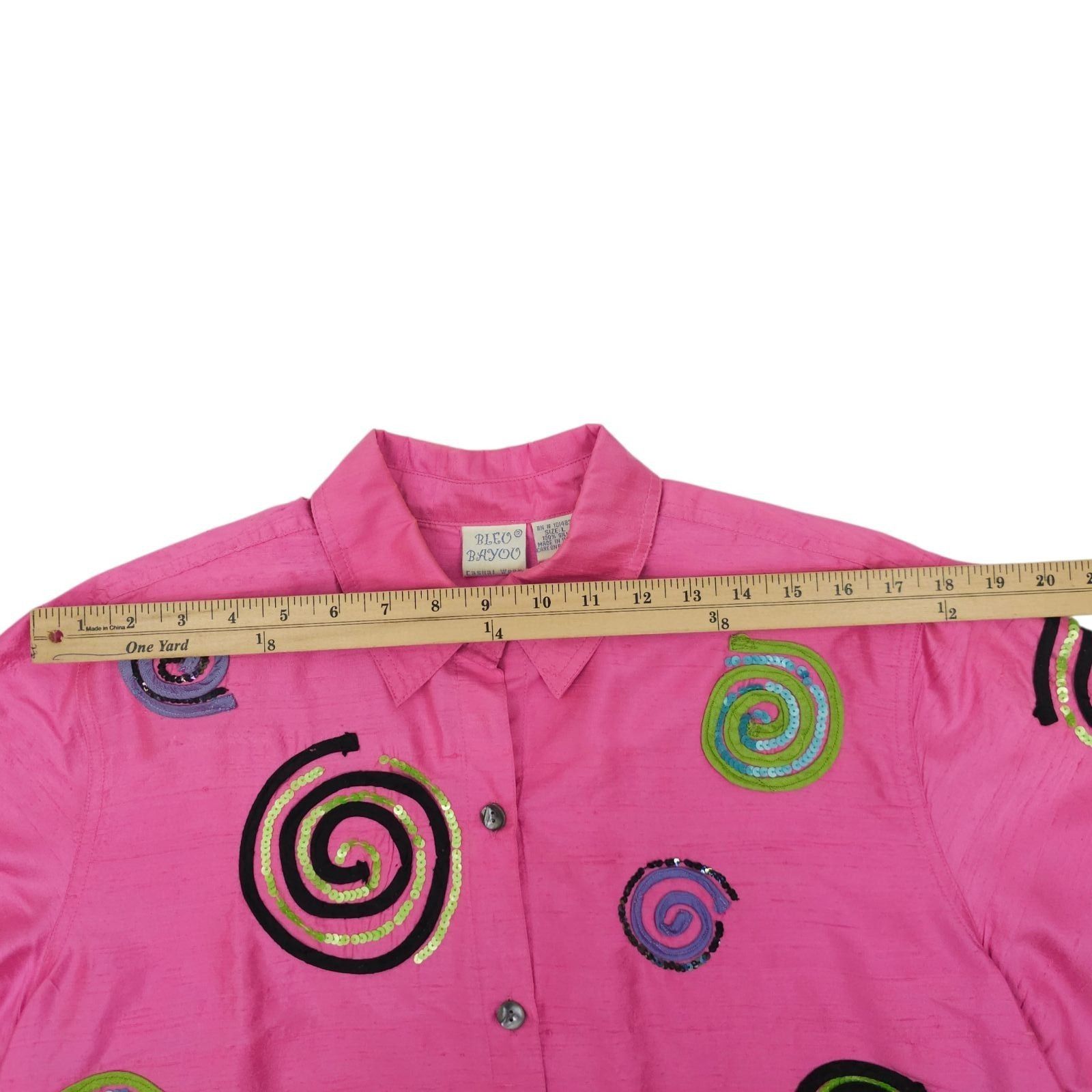 Other Bleu Bayou Silk Shacket L Pink Sequin Swirl Maximalist 90s Size L / US 10 / IT 46 - 4 Thumbnail
