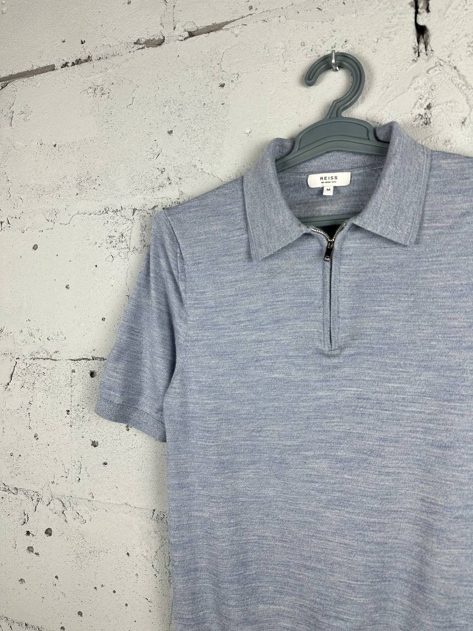 Reiss Reiss Maxwell Merino Wool Textured Polo Zip Shirt Size US M / EU 48-50 / 2 - 1 Thumbnail