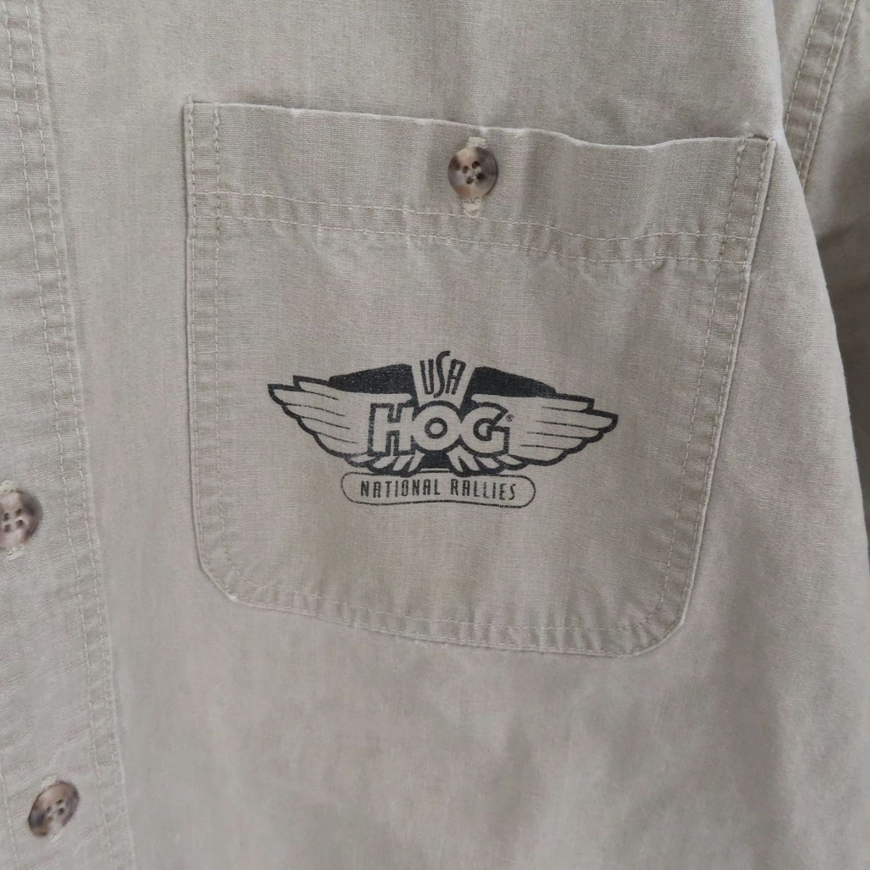 Vintage VINTAGE Bear Back Shirt Men 2XL Beige Cotton Button-Up Short Sleeve Collared Top Top VTG Size US XXL / EU 58 / 5 - 5 Thumbnail